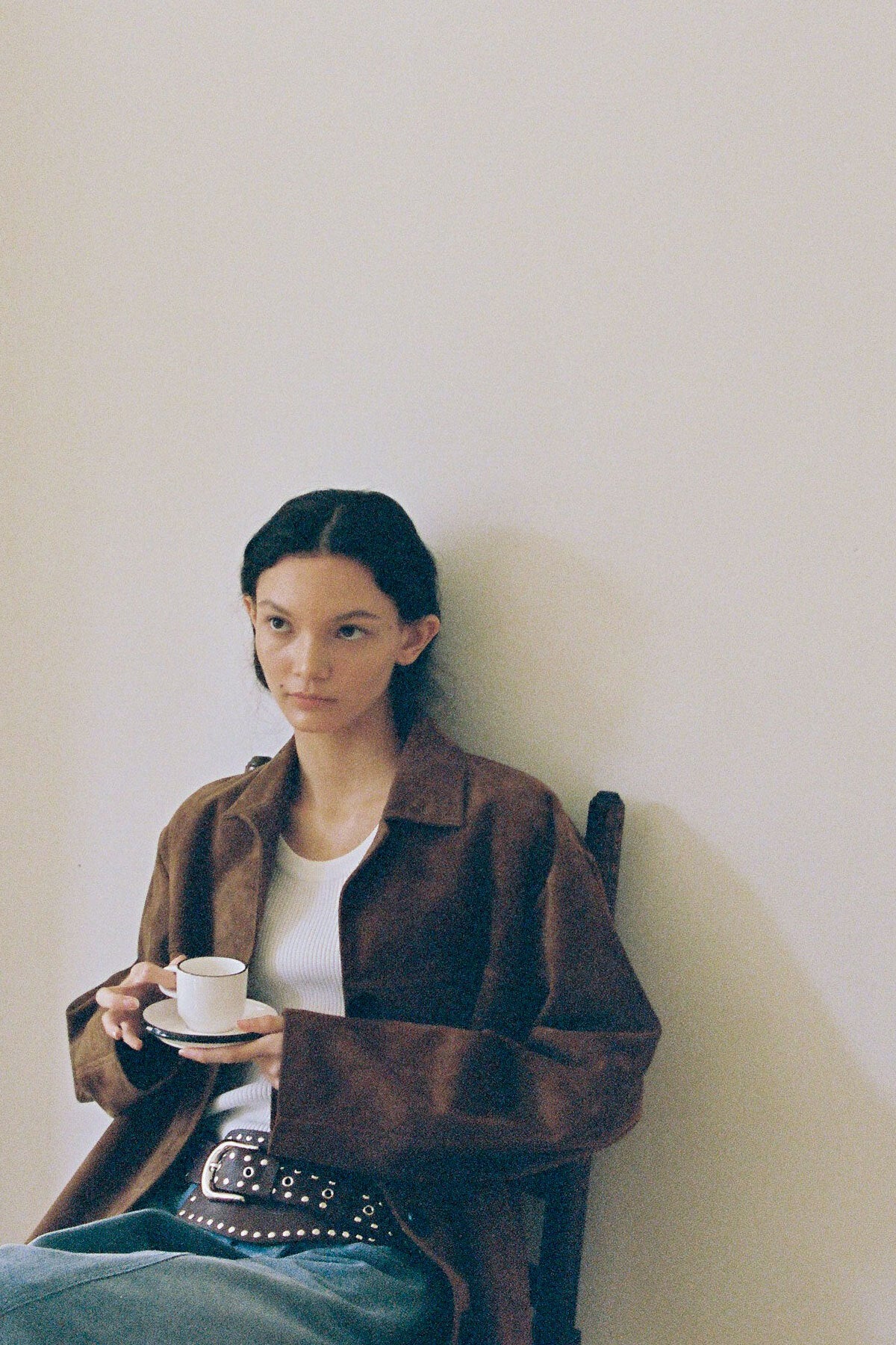 LEATHER MAC COAT - SUEDE COGNAC