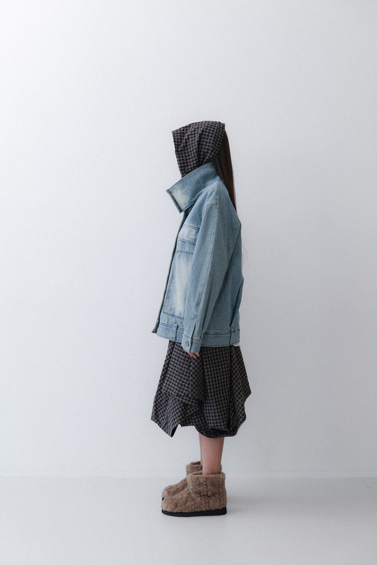DRAPING SKIRT - OREO CHECK