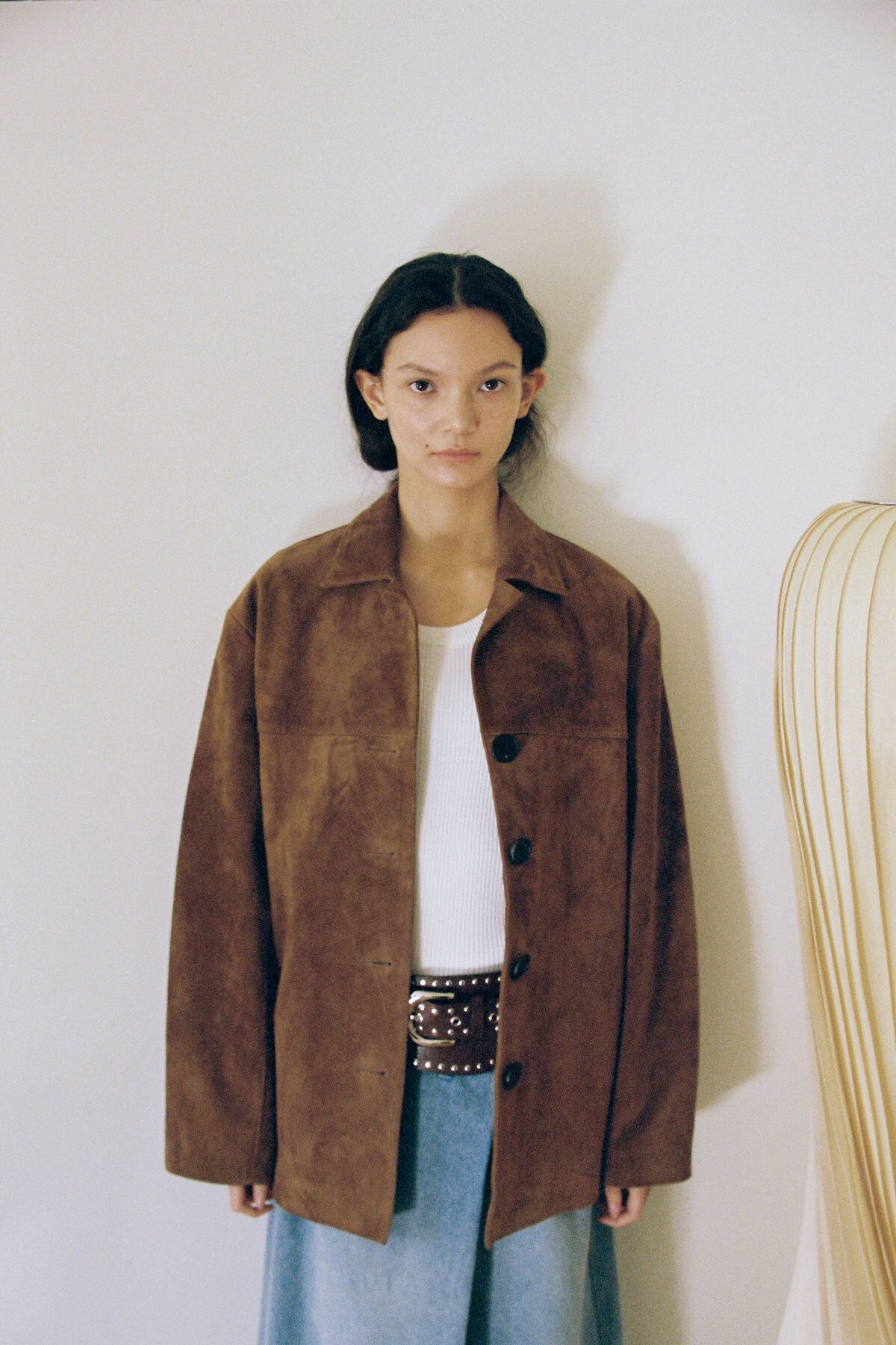LEATHER MAC COAT - SUEDE COGNAC