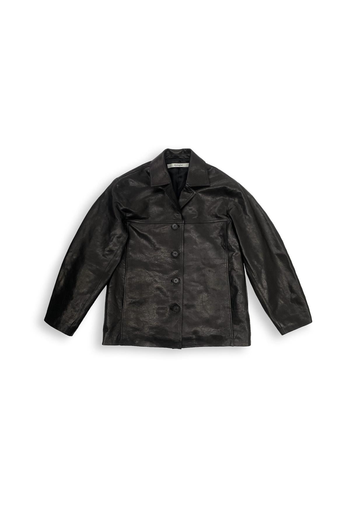 LEATHER MAC COAT - LEATHER BLACK