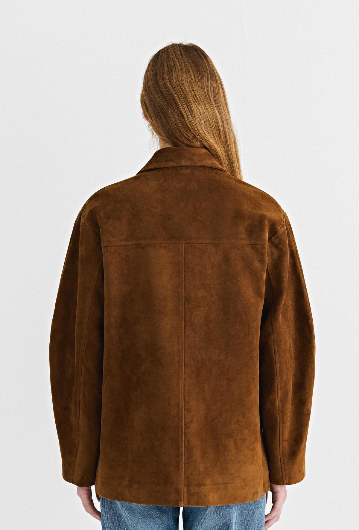 LEATHER MAC COAT - SUEDE COGNAC