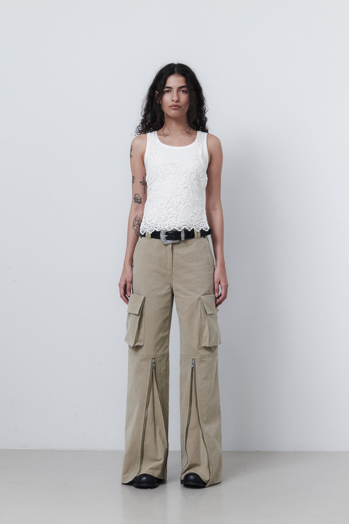 CARGO ZIP PANTS - GRAIN
