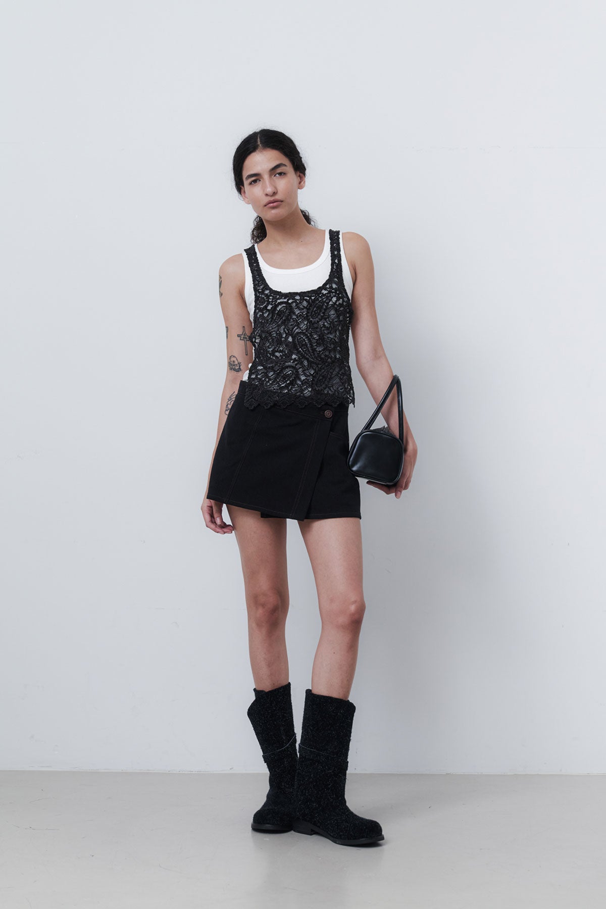 FOLDING MIDDLE BOOTS - BLACK