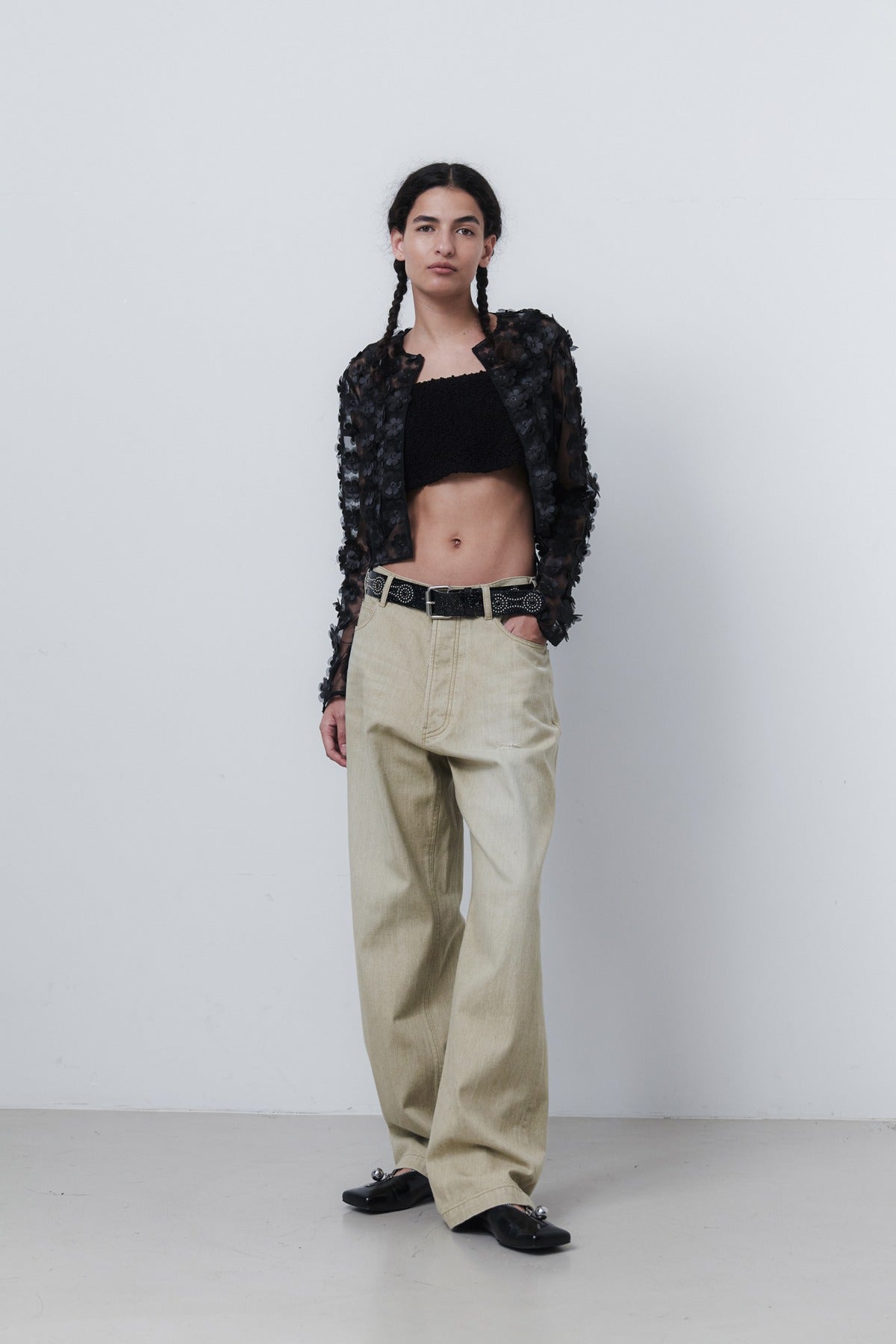 FLOWER CARDIGAN - BLACK