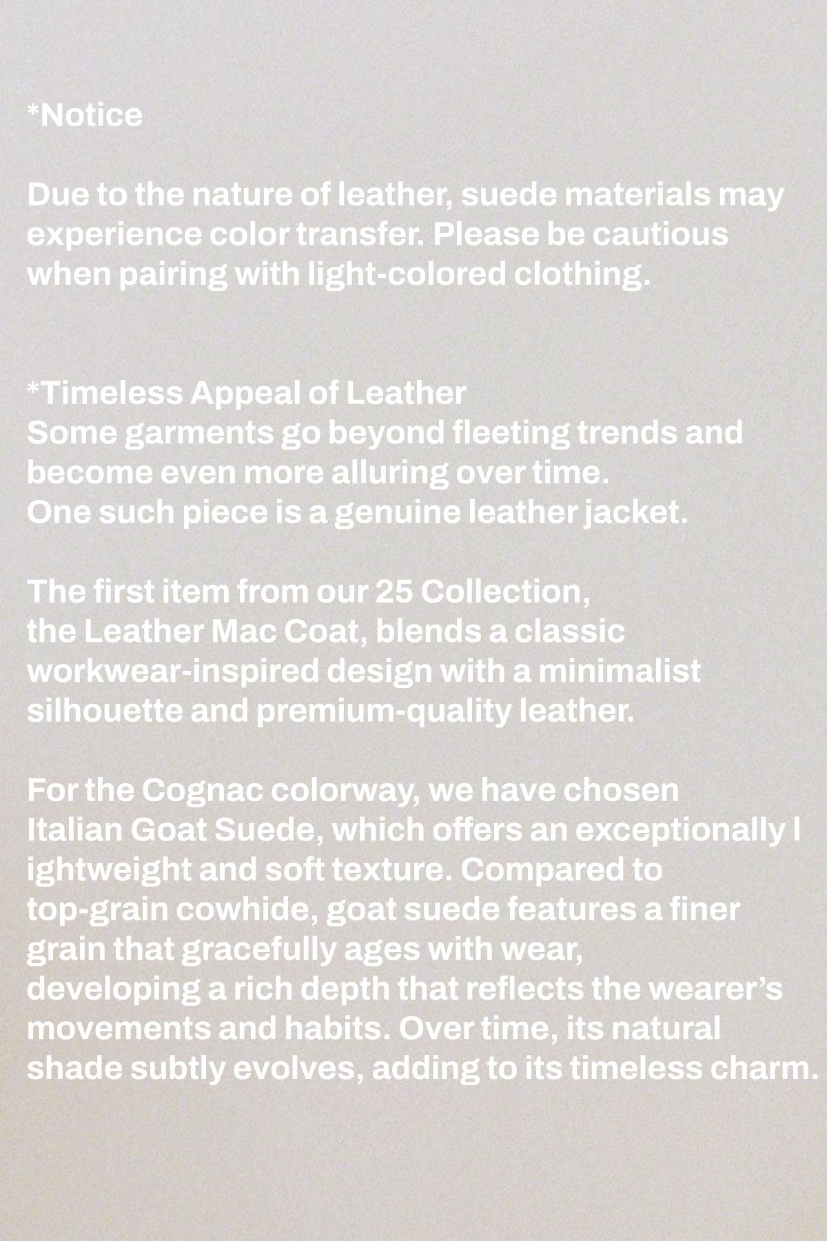 LEATHER MAC COAT - SUEDE COGNAC