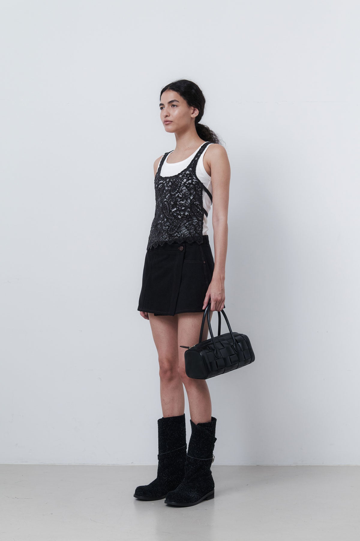 FOLDING MIDDLE BOOTS - BLACK