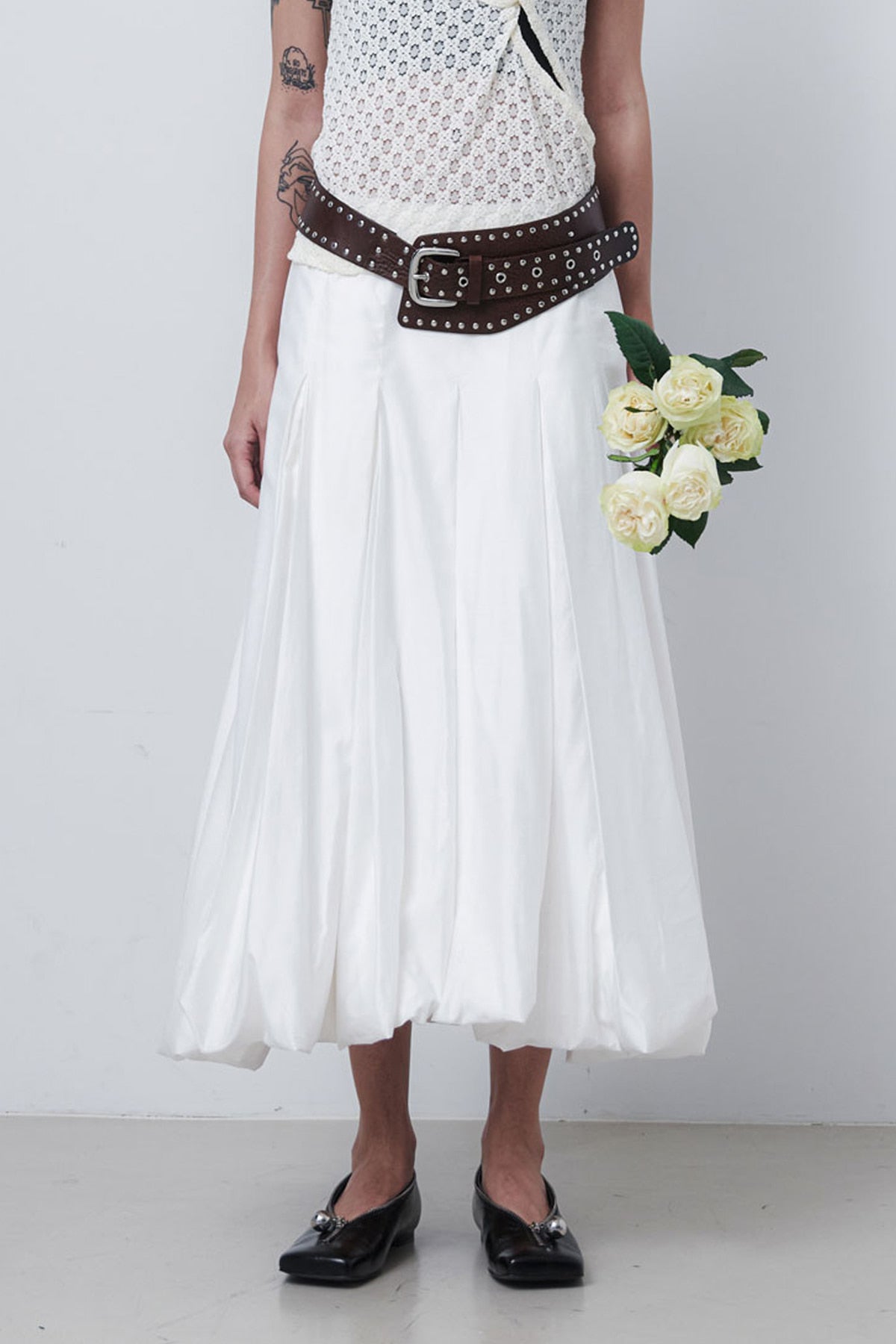 PUFF LONG SKIRT - WHITE