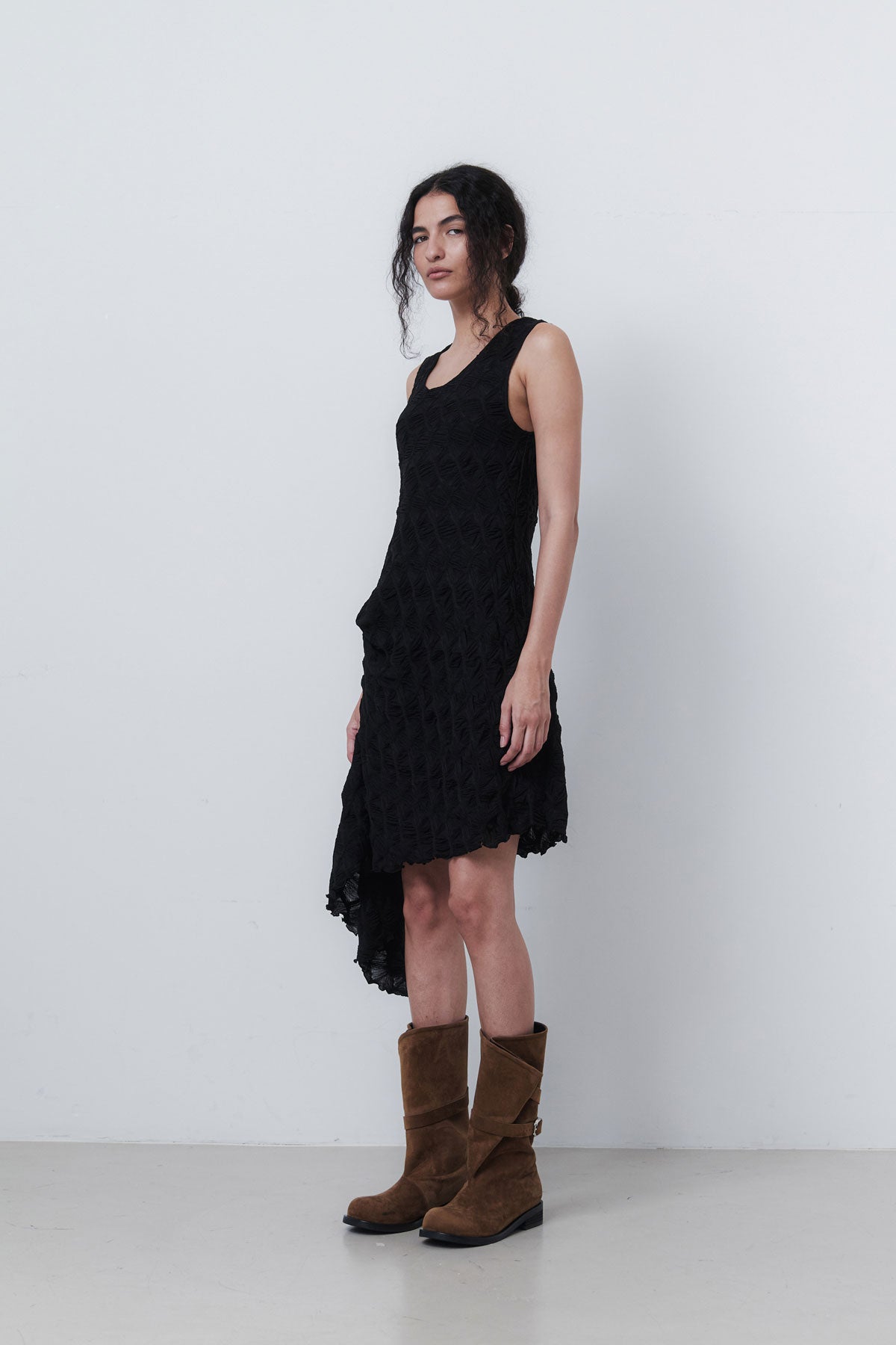 SHELL VEST DRESS - BLACK