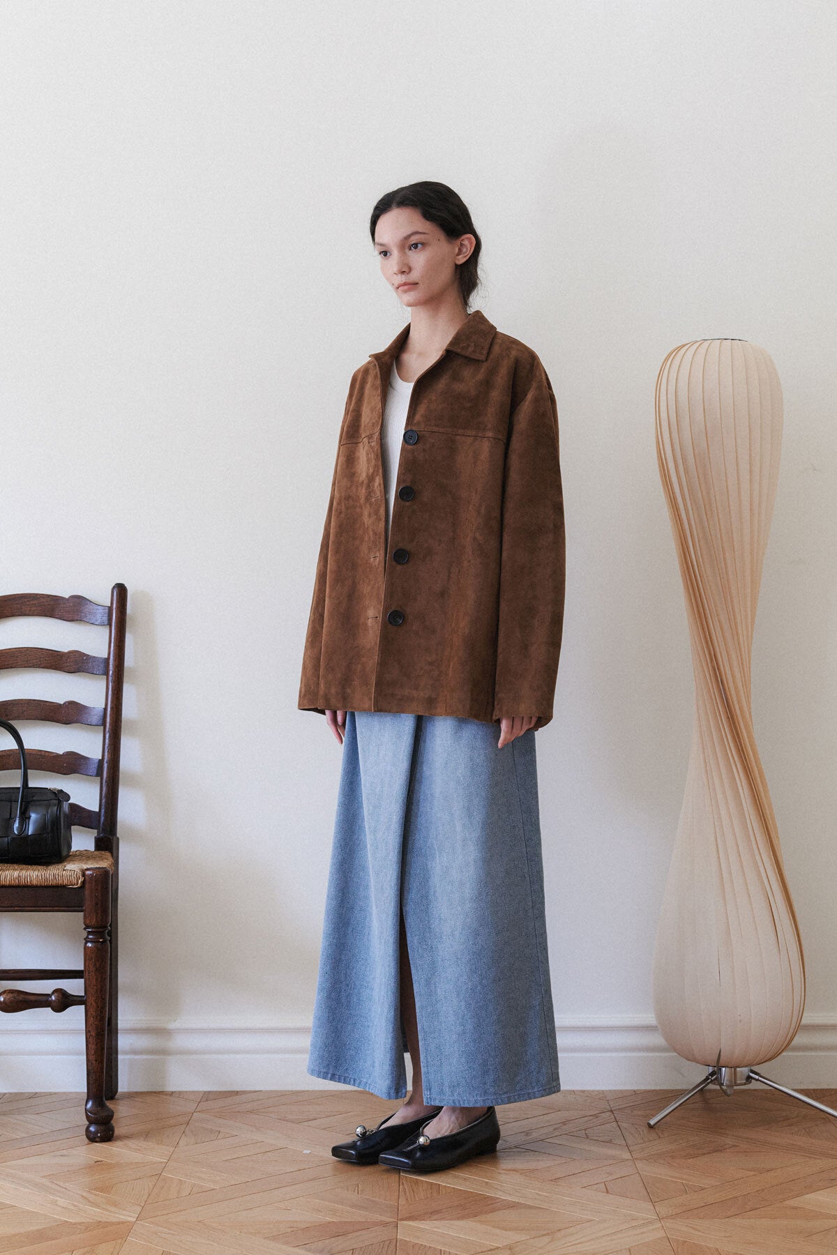 LEATHER MAC COAT - SUEDE COGNAC