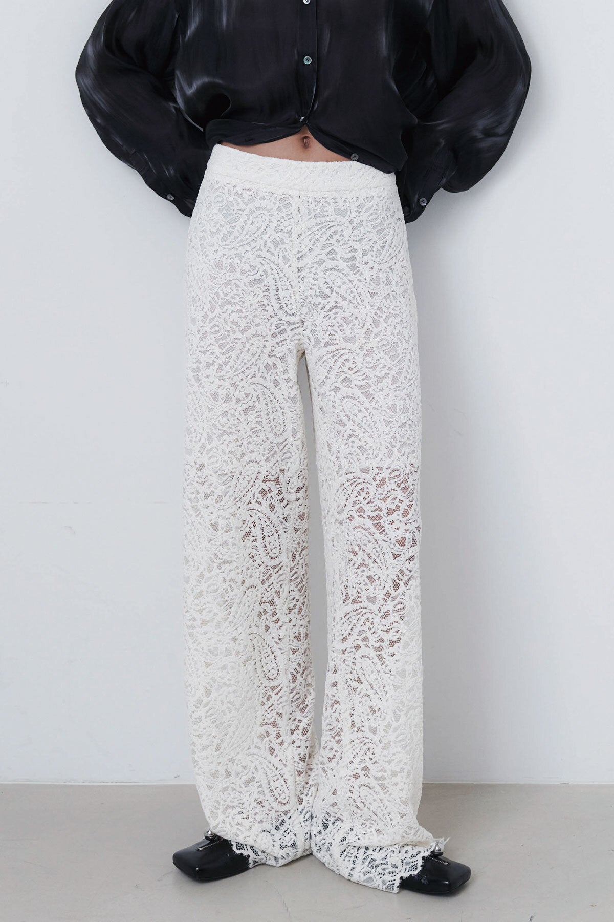 JACQUARD LONG PANTS - IVORY