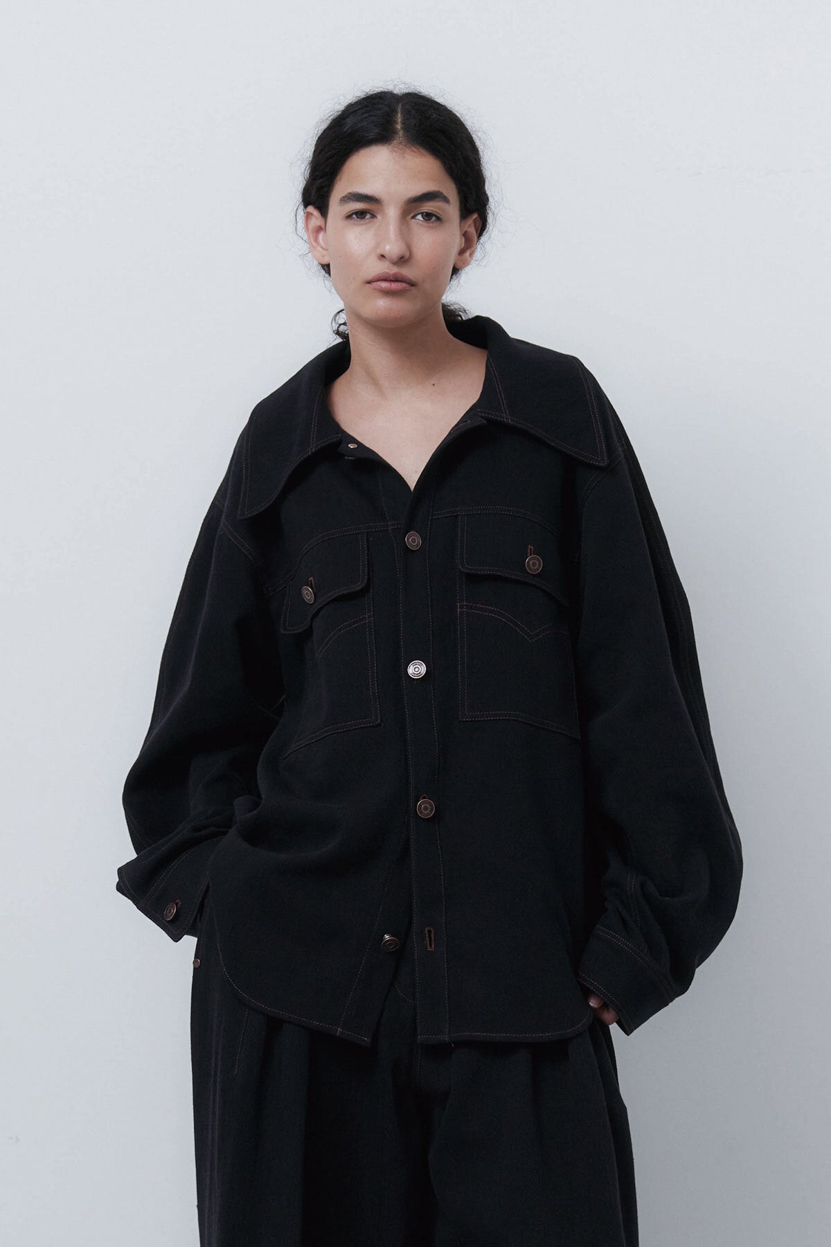 OVERSIZED DENIM SHIRTS - BLACK