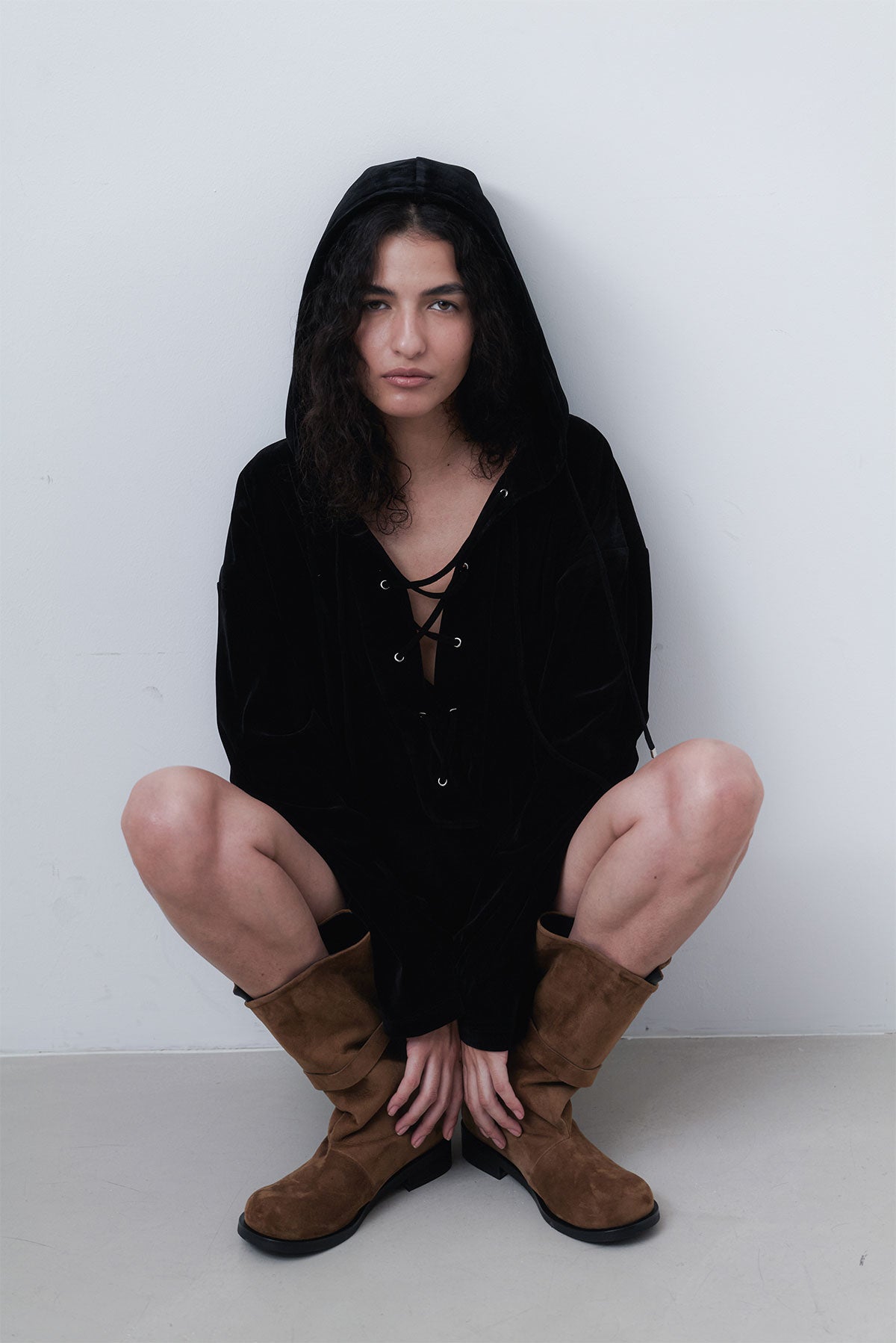 FOLDING MIDDLE BOOTS - TAN BROWN