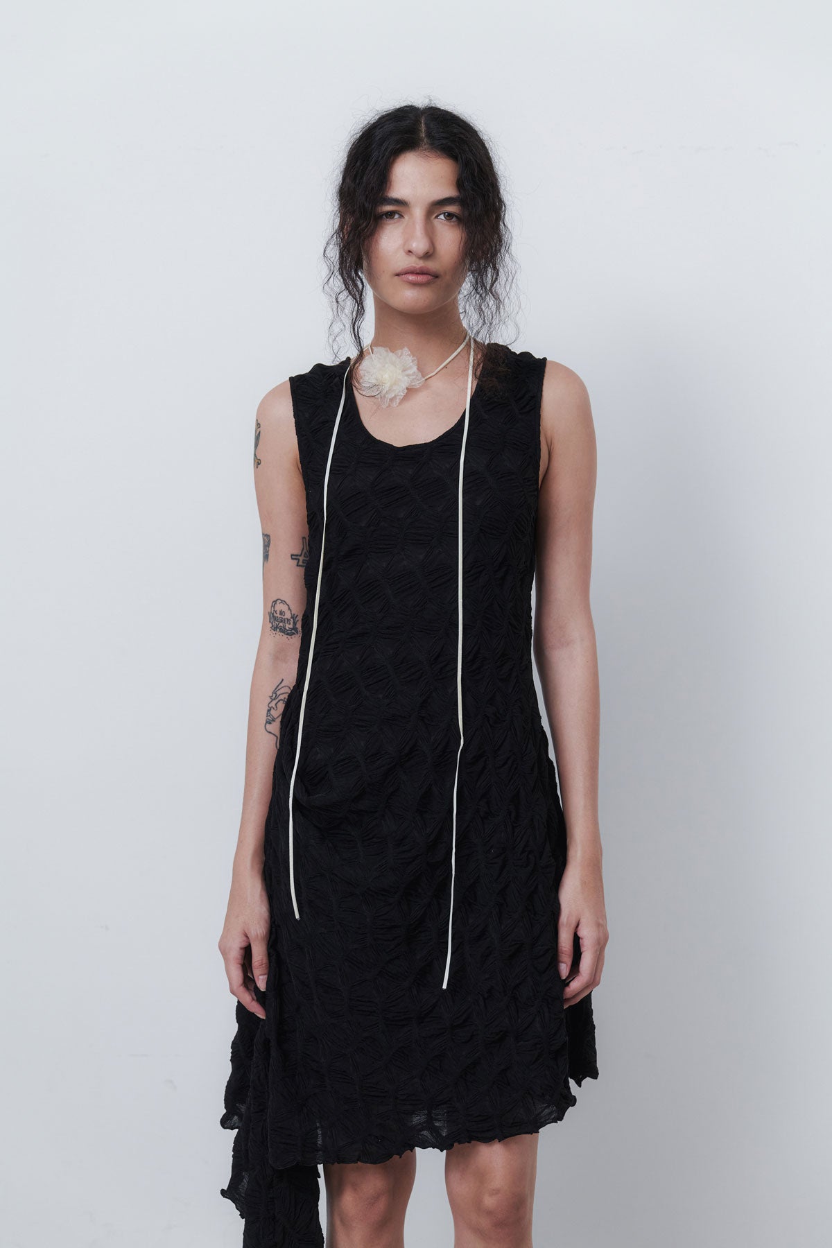SHELL VEST DRESS - BLACK