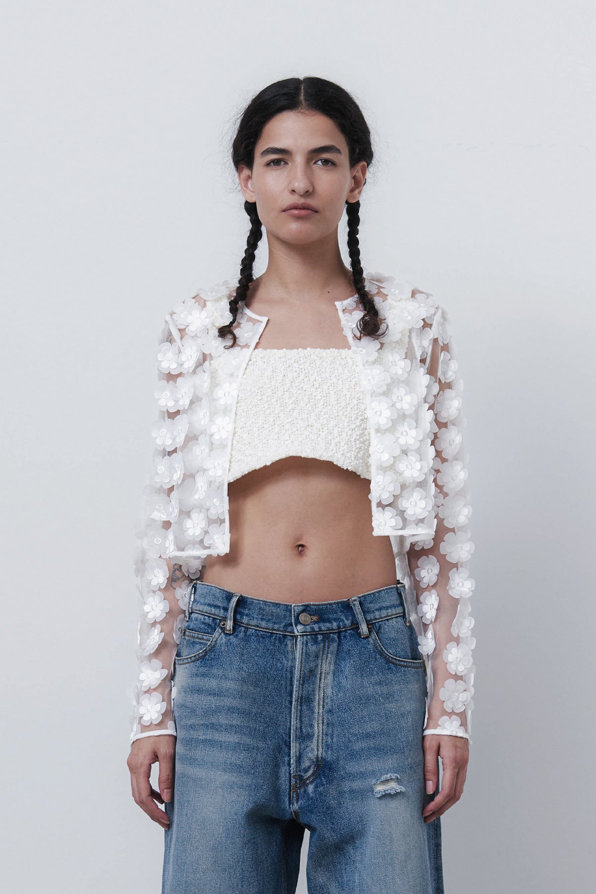 FLOWER CARDIGAN - WHITE