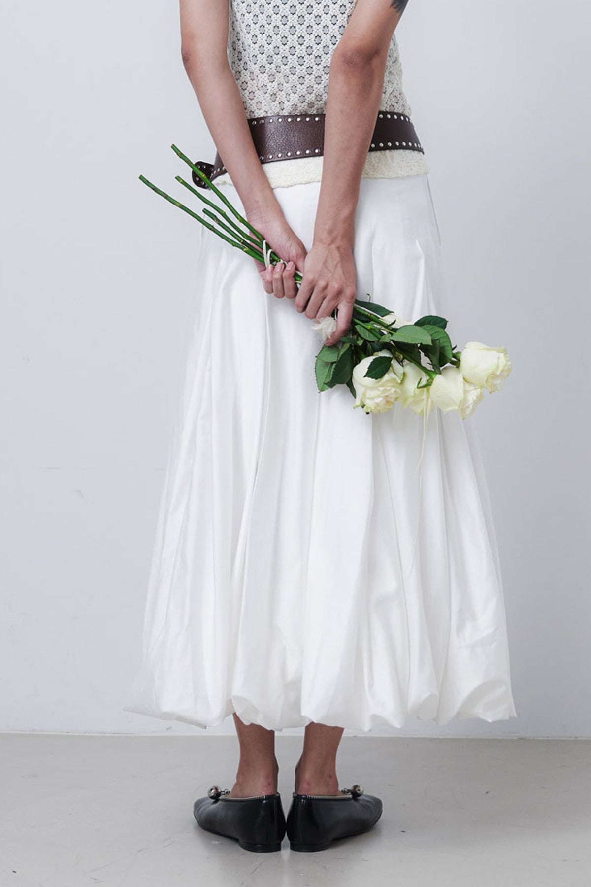 PUFF LONG SKIRT - WHITE