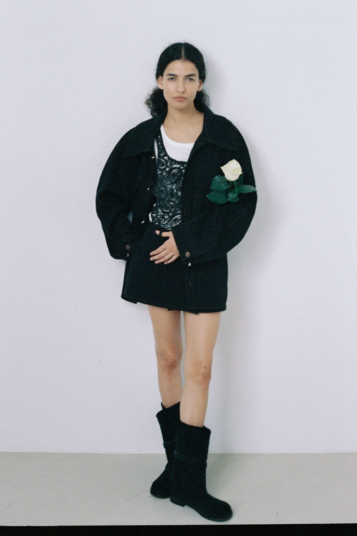 OVERSIZED DENIM SHIRTS - BLACK