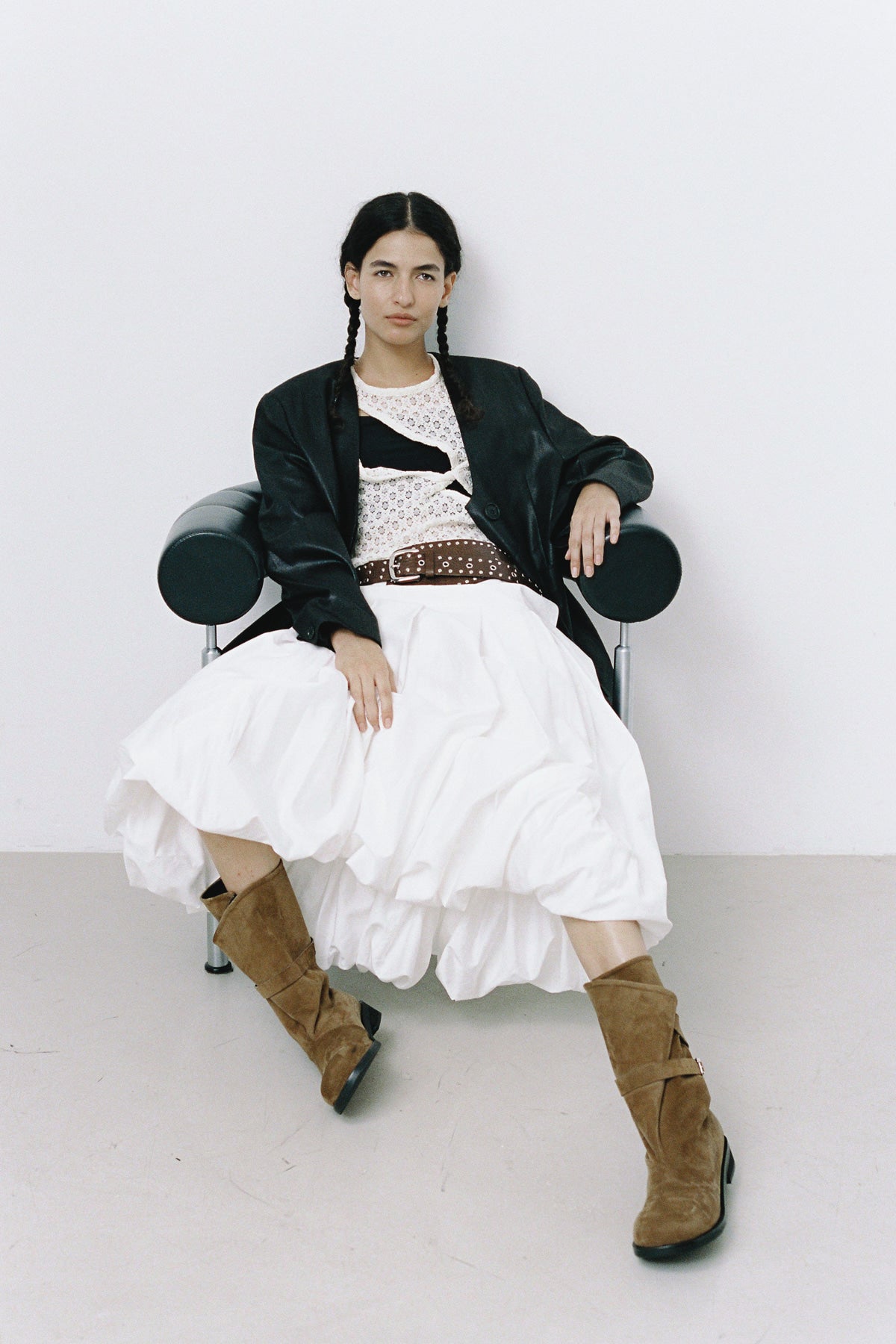 PUFF LONG SKIRT - WHITE