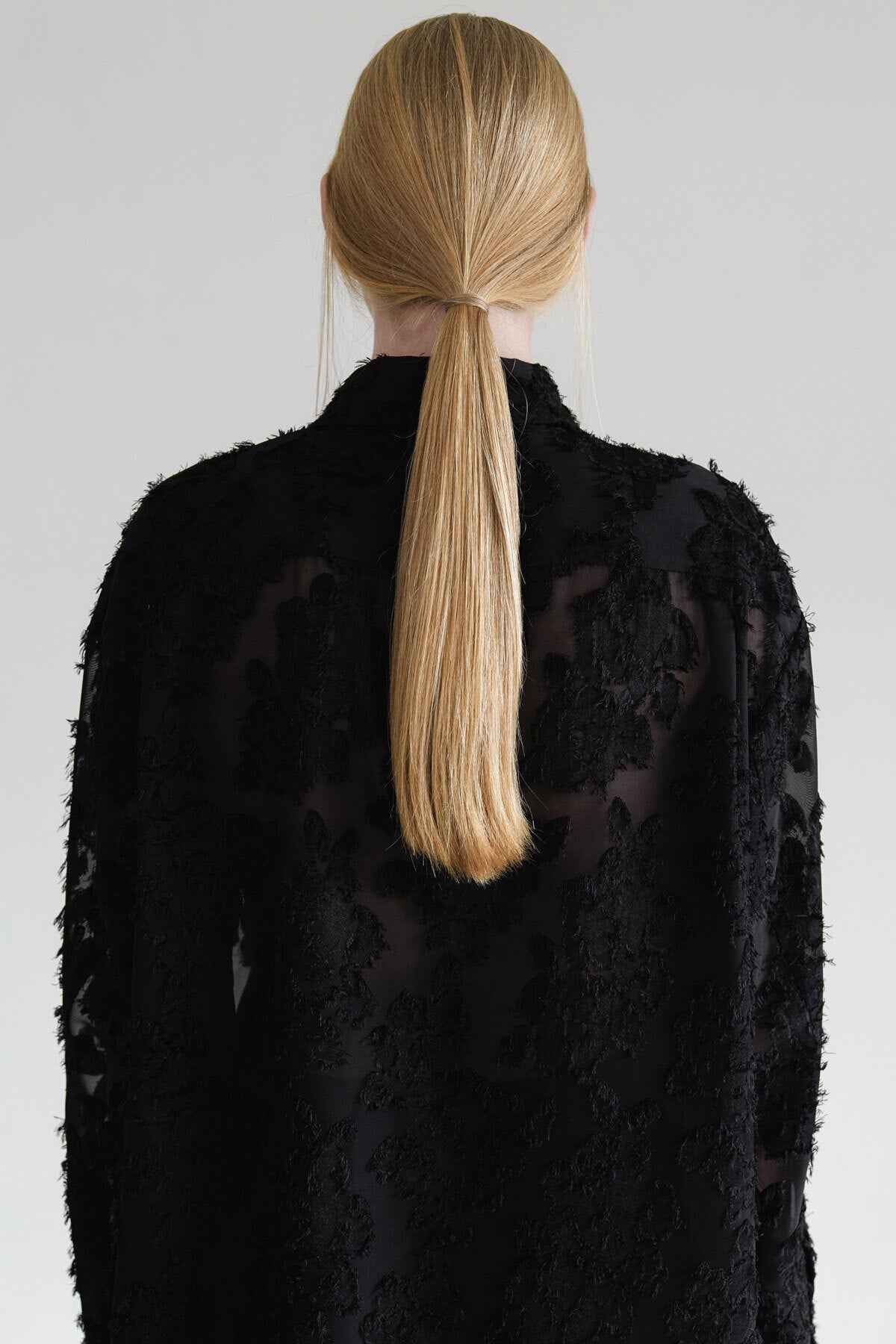 SHEER JACQUARD SHIRT - BLACK