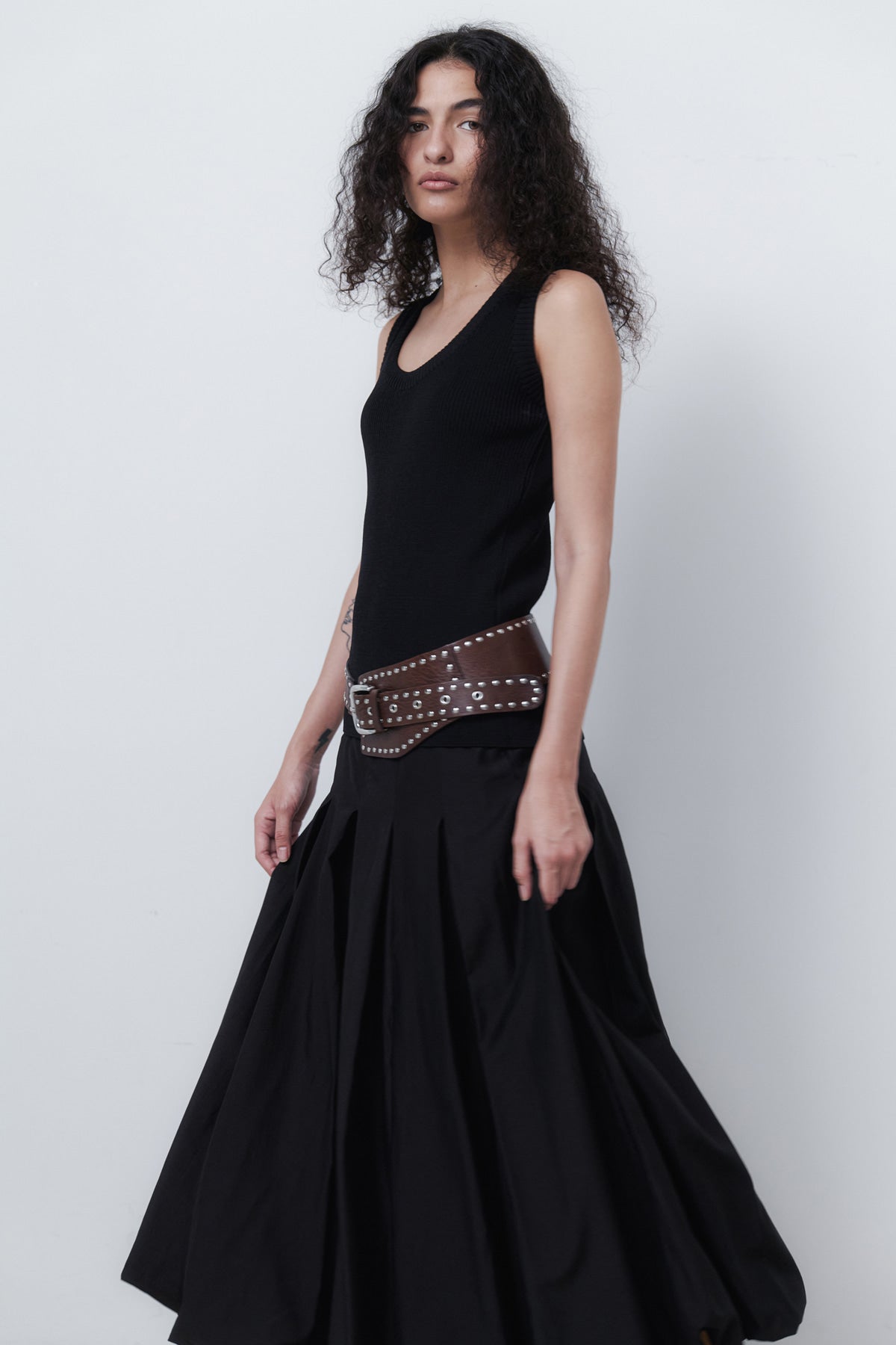 PUFF LONG SKIRT - BLACK