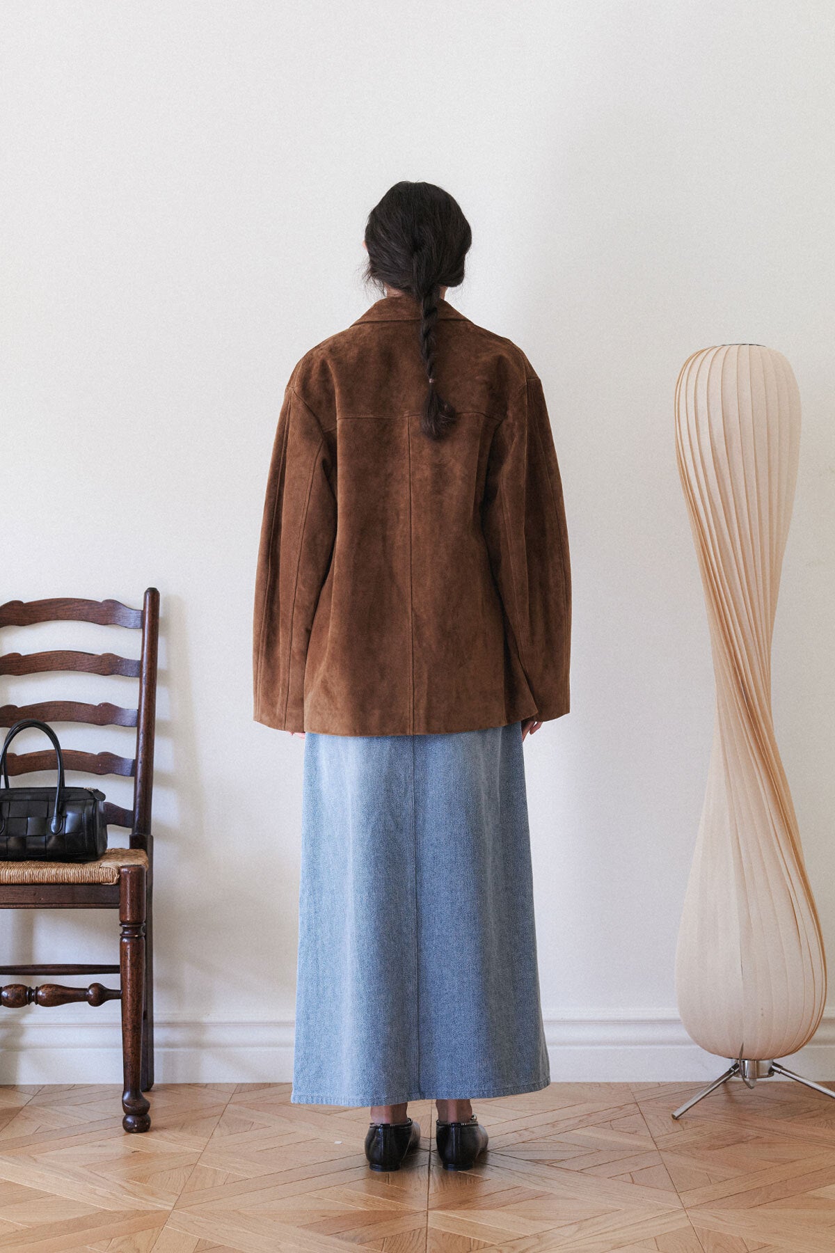 LEATHER MAC COAT - SUEDE COGNAC