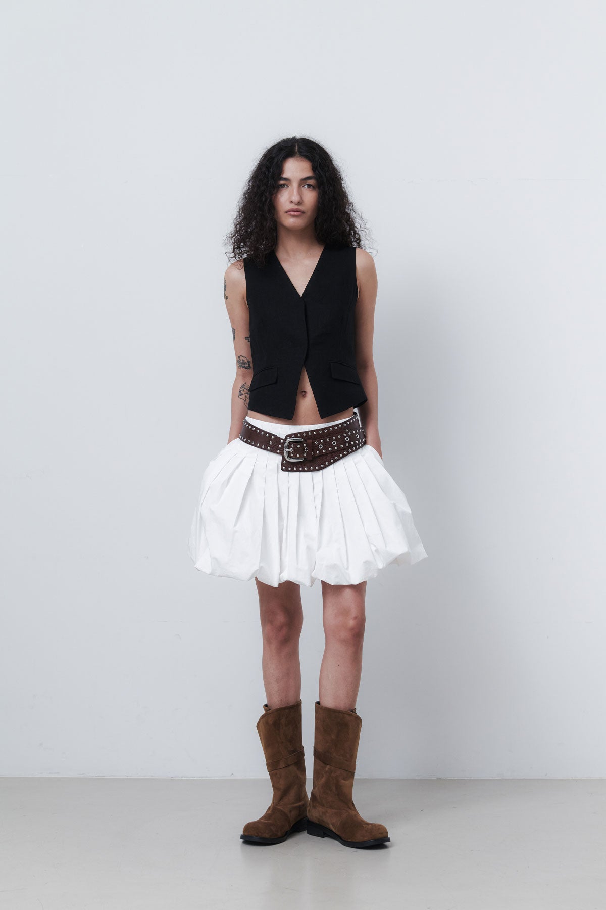 FOLDING MIDDLE BOOTS - TAN BROWN