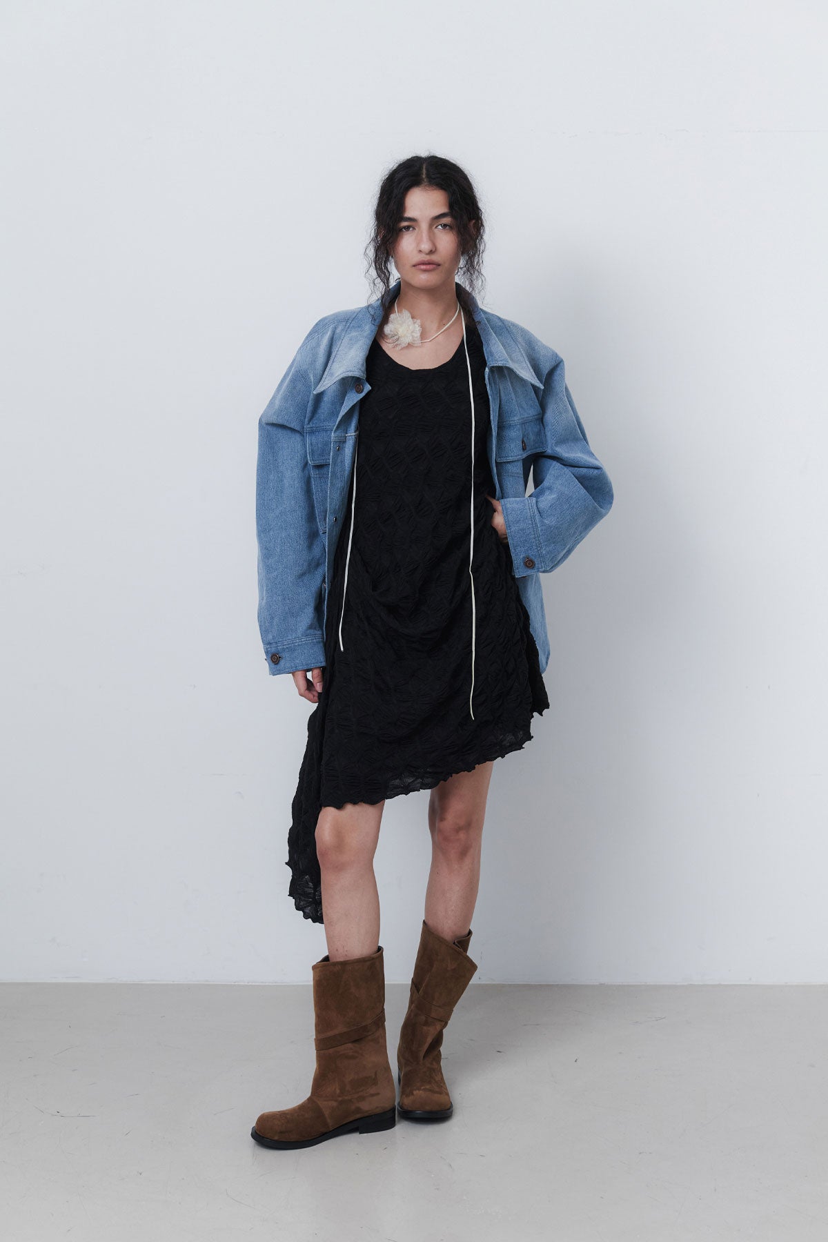 SHELL VEST DRESS - BLACK