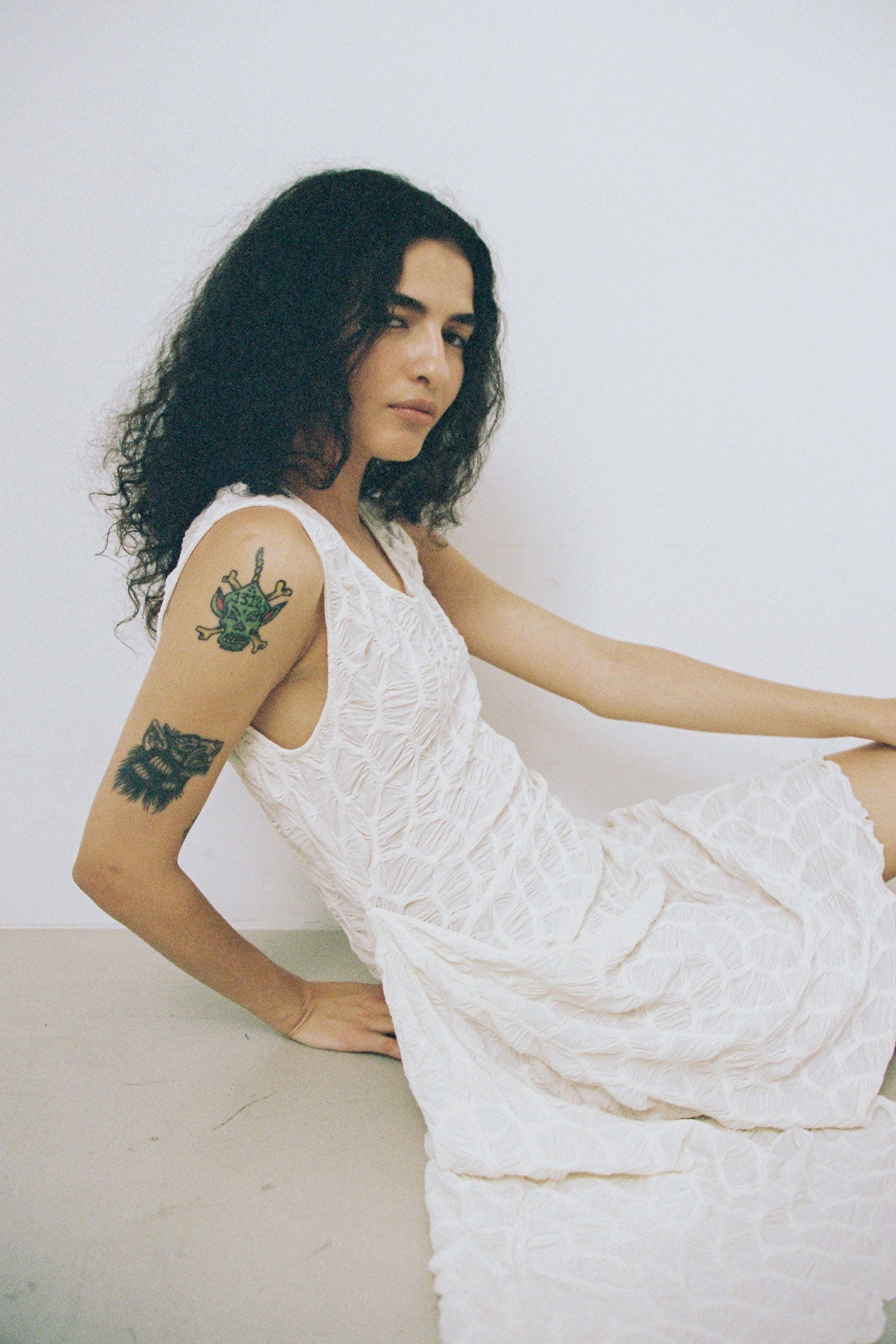SHELL VEST DRESS - CREAM