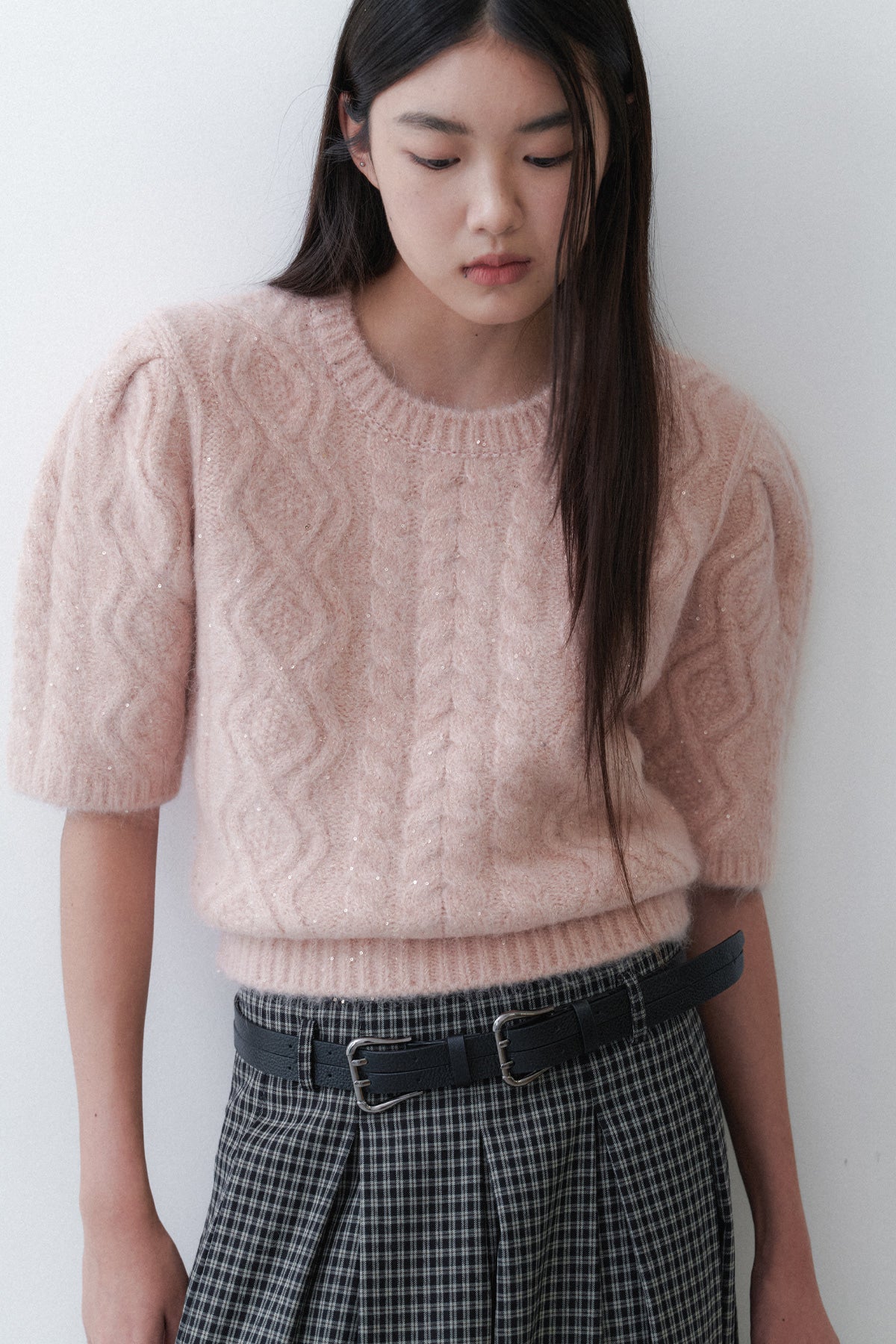 SPANGLE HALF KNIT - APRICOT PINK