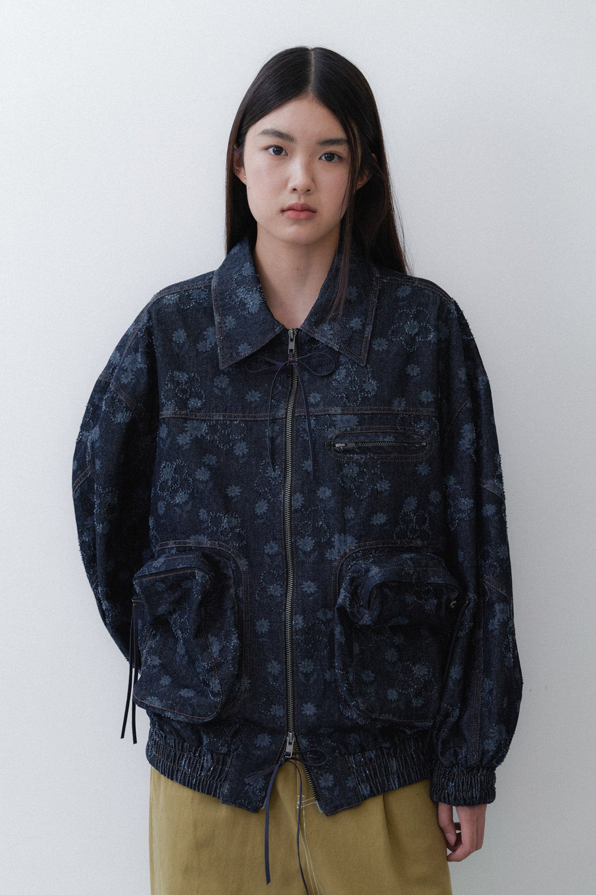 TUNNEL BOMBER - FLOWER DENIM