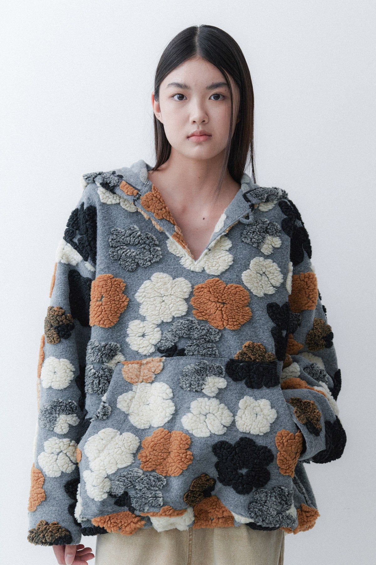 FLOWER HOODIE - GREY