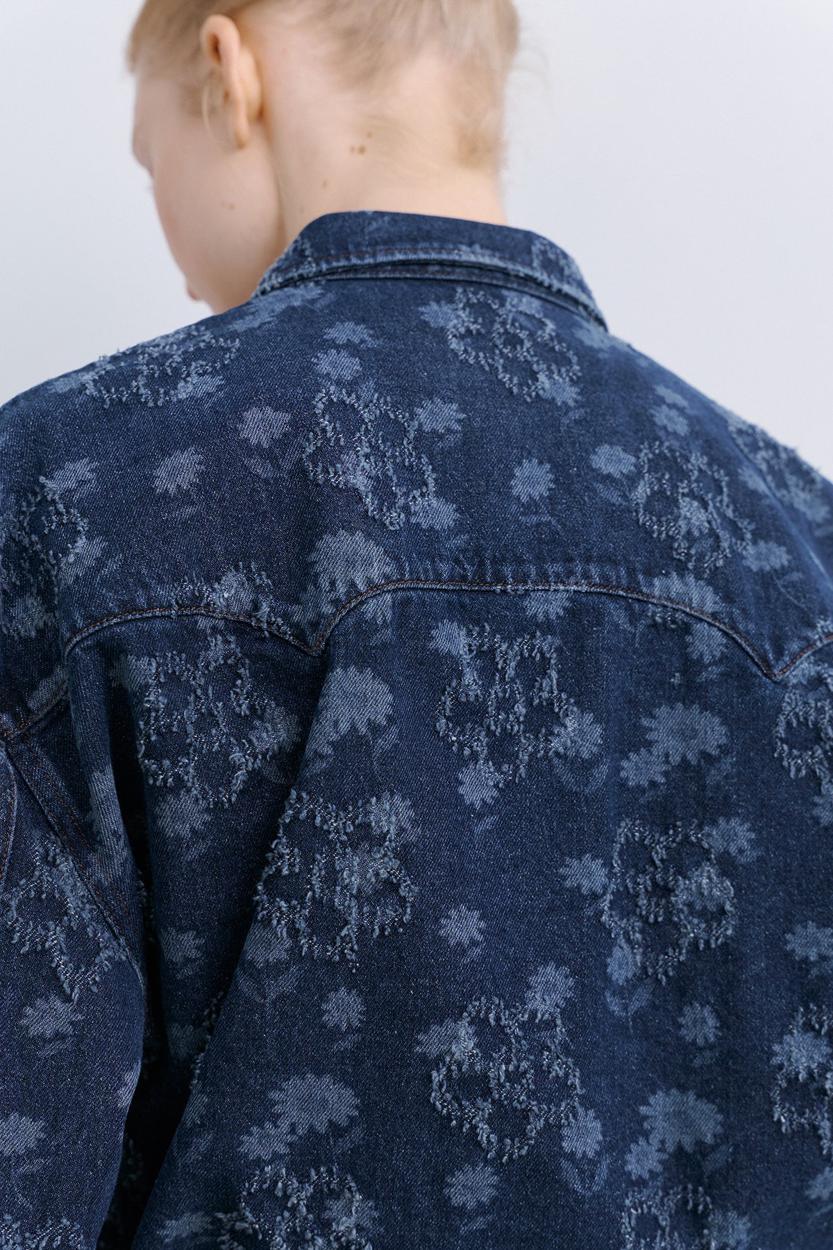 FLOWER WESTERN SHIRT - TIN BLUE