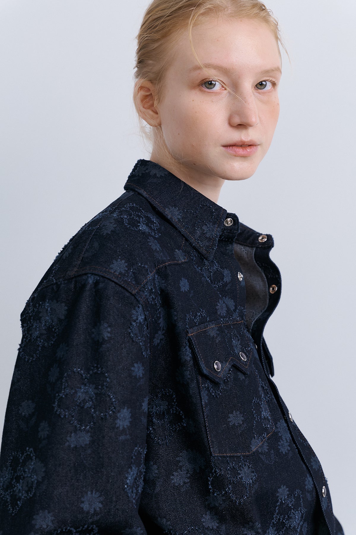 FLOWER WESTERN SHIRT - NAVY