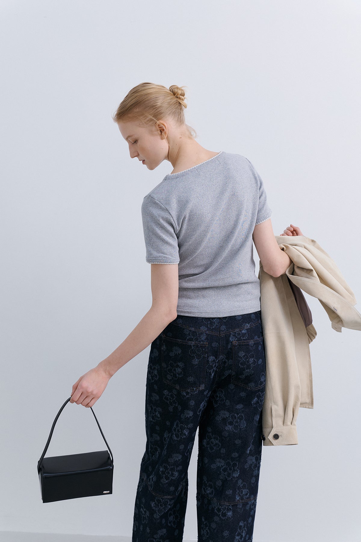 MELO STITCH TOP - LIGHT GREY
