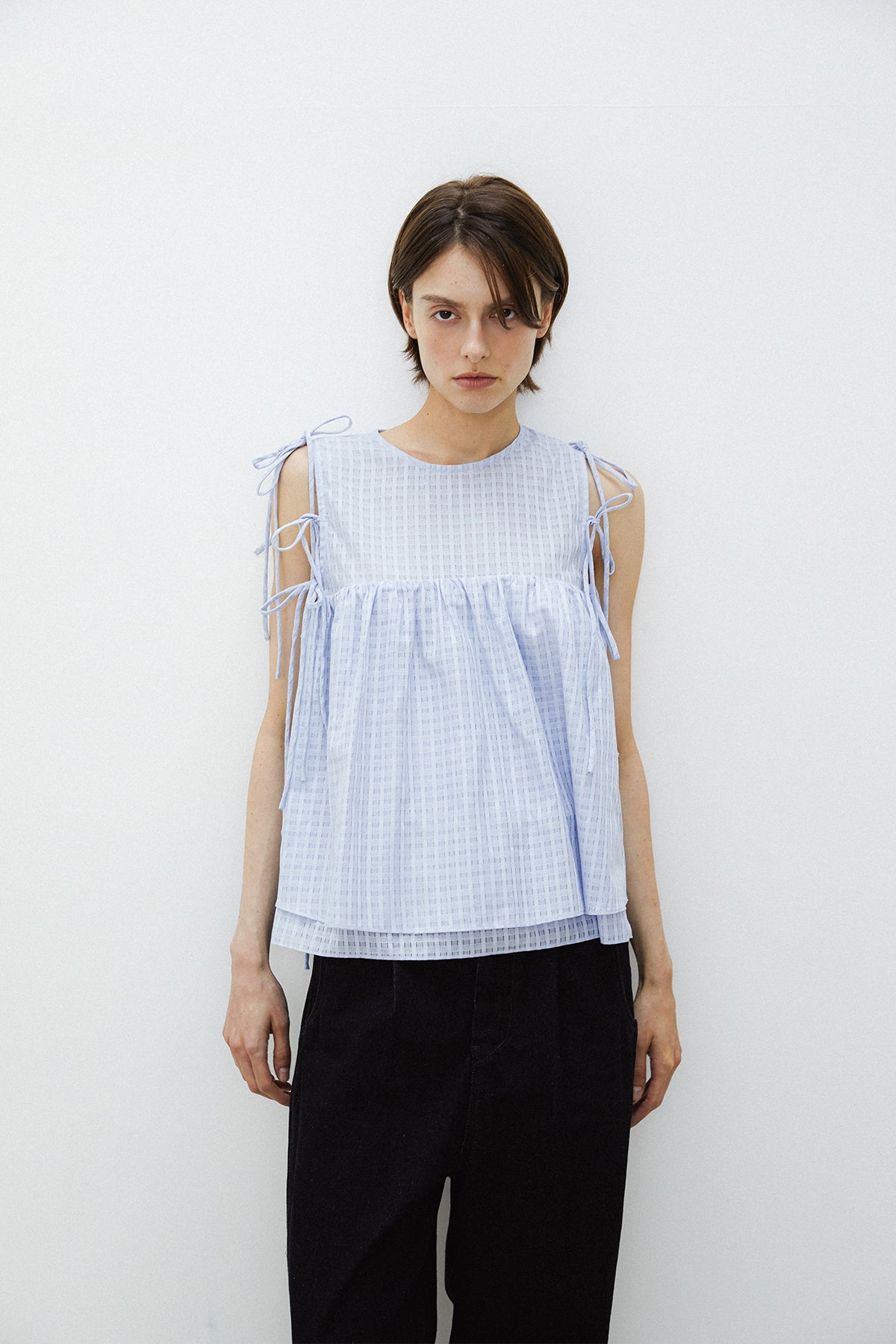 RIBBON BLOUSE - SKY BLUE