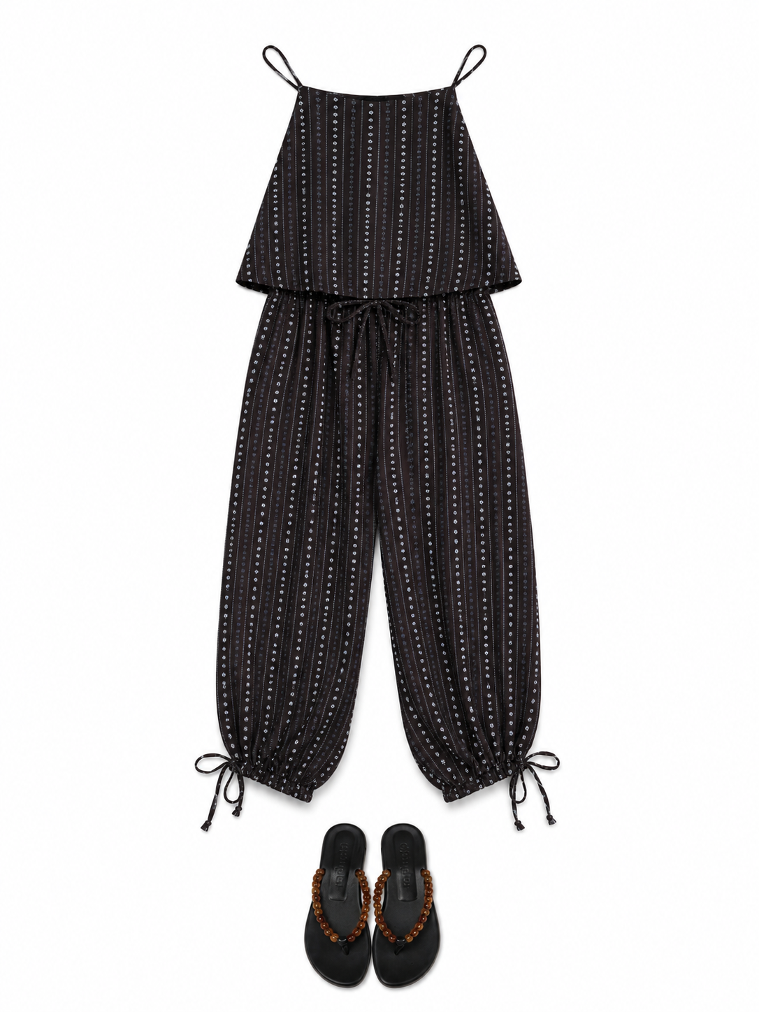 BEADS FLIP FLOP - BLACK / AMBER