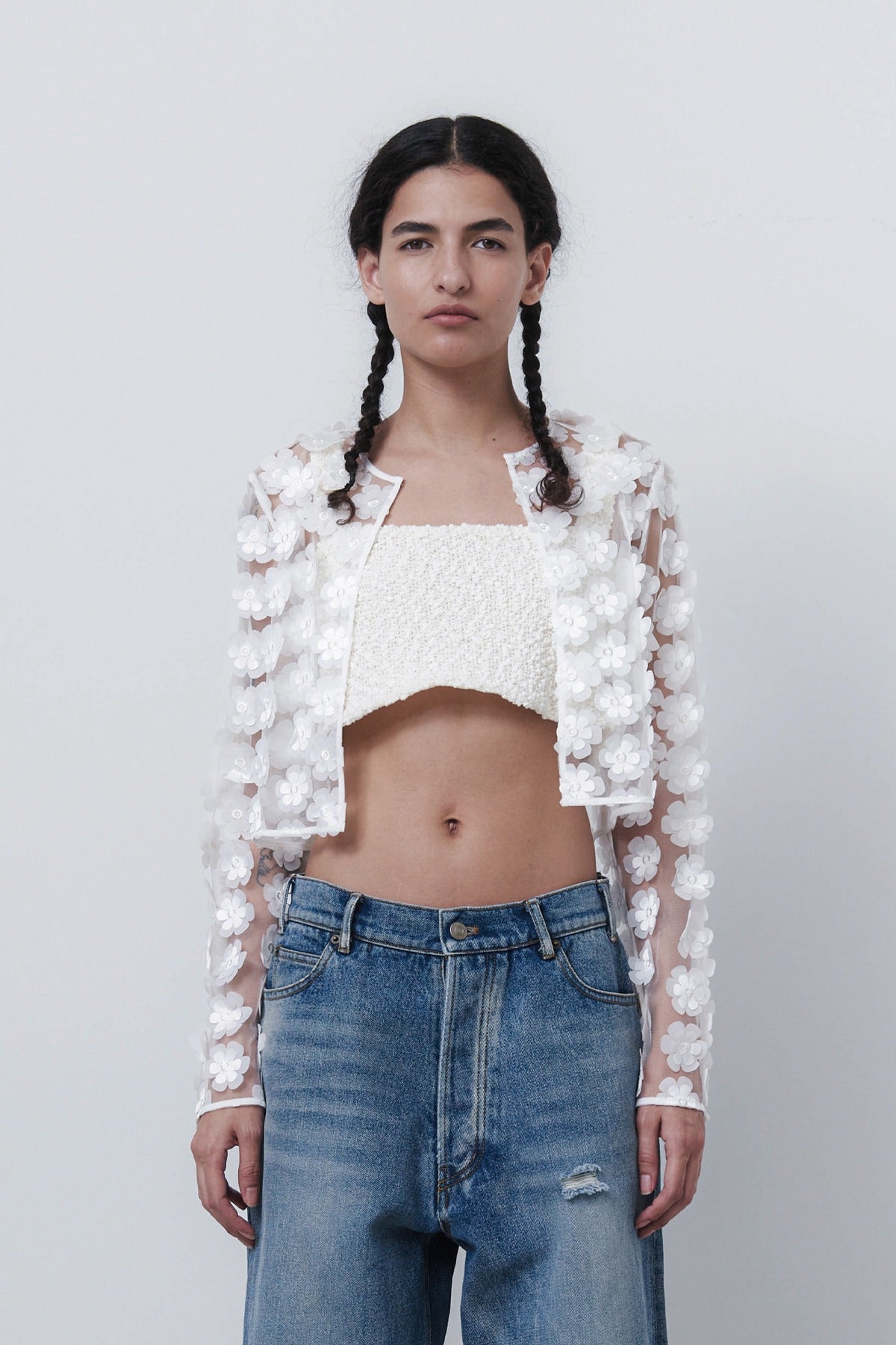 FLOWER CARDIGAN - WHITE
