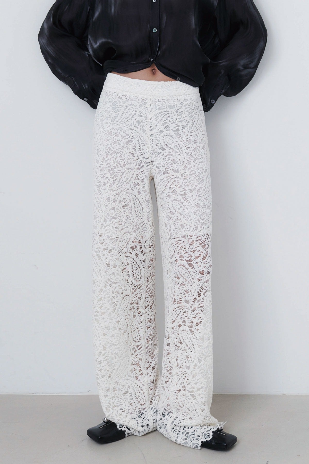 JACQUARD LONG PANTS - IVORY