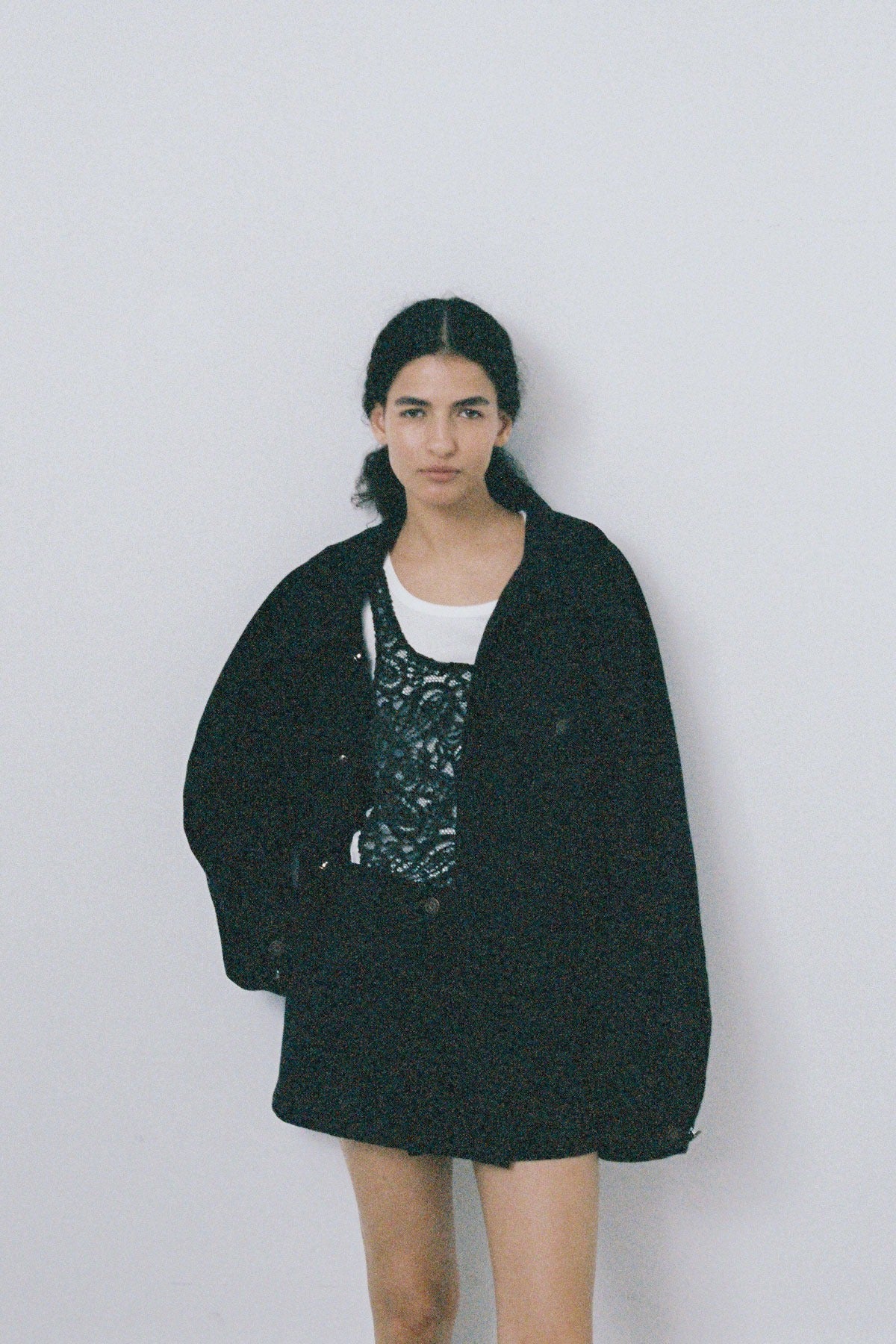 JACQUARD LAYERING T - ANTHRACITE
