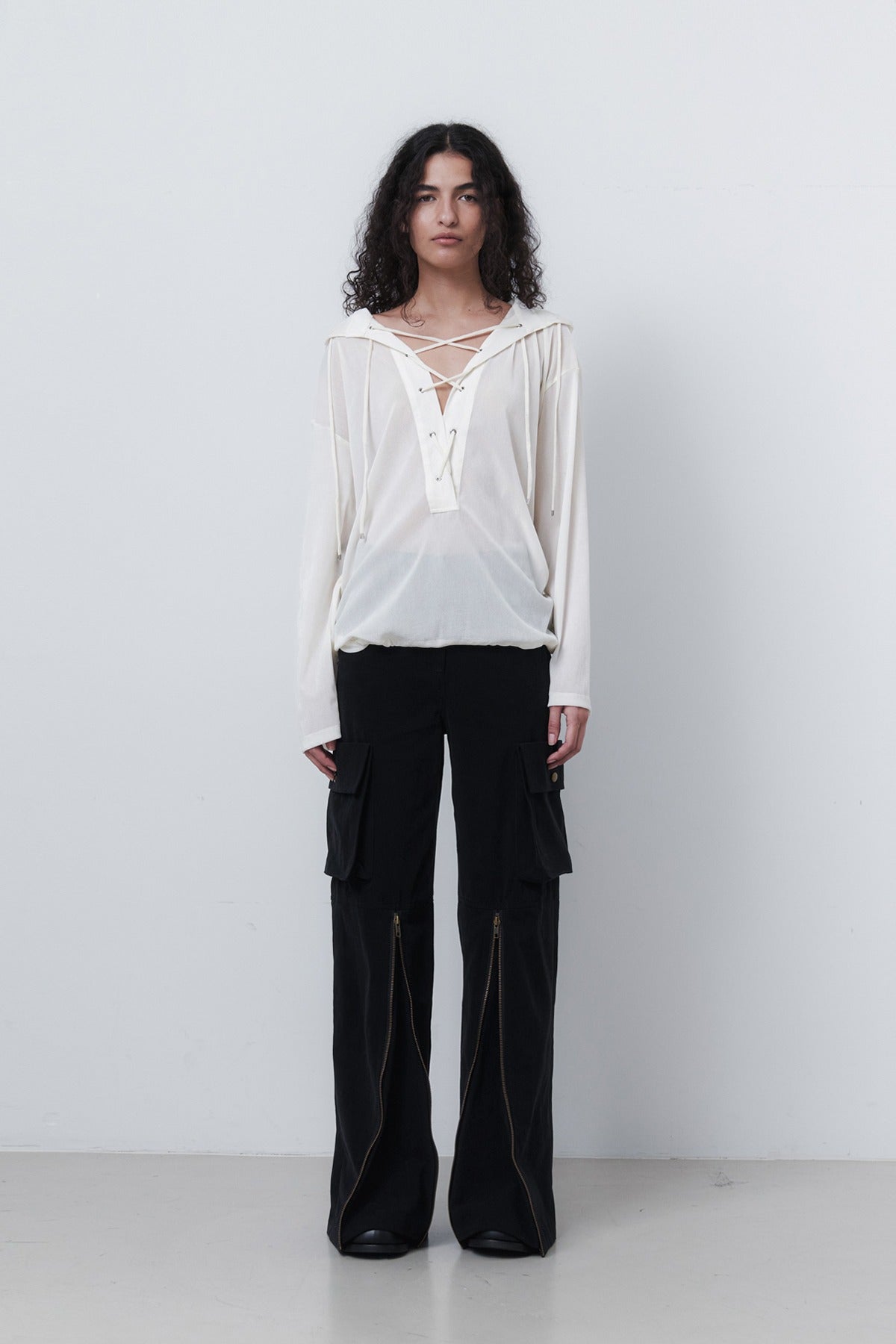 CARGO ZIP PANTS - BLACK