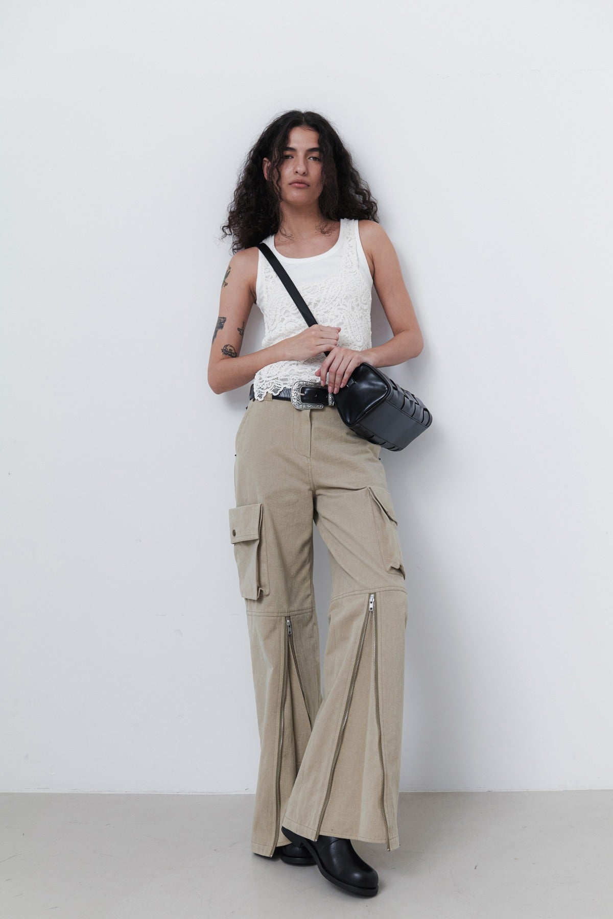 CARGO ZIP PANTS - GRAIN