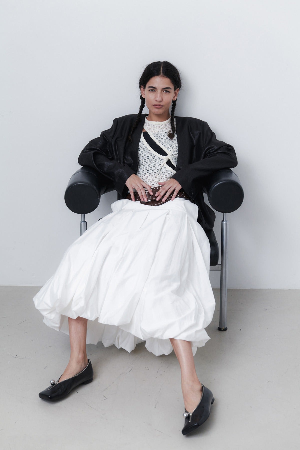 PUFF LONG SKIRT - WHITE