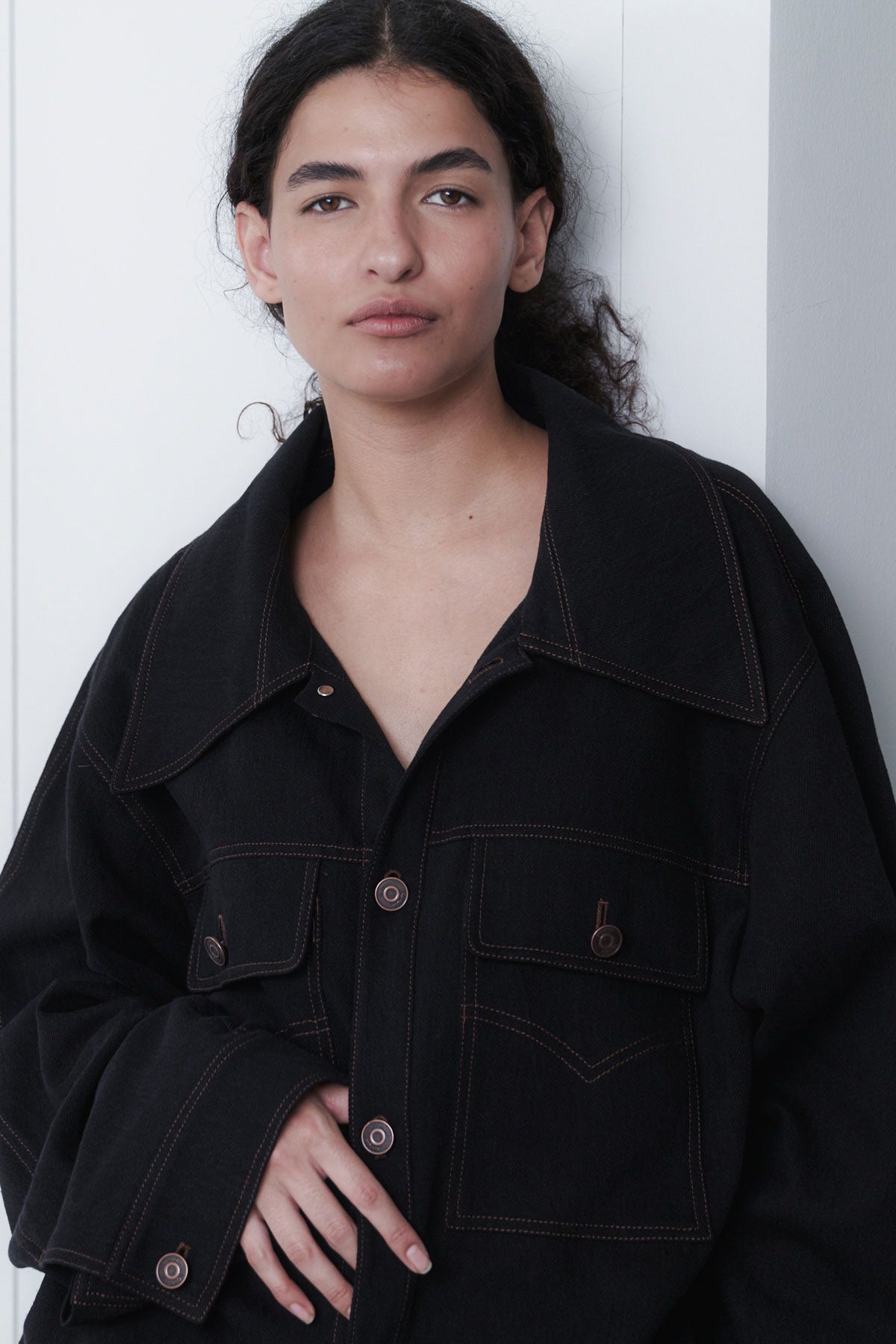 OVERSIZED DENIM SHIRTS - BLACK