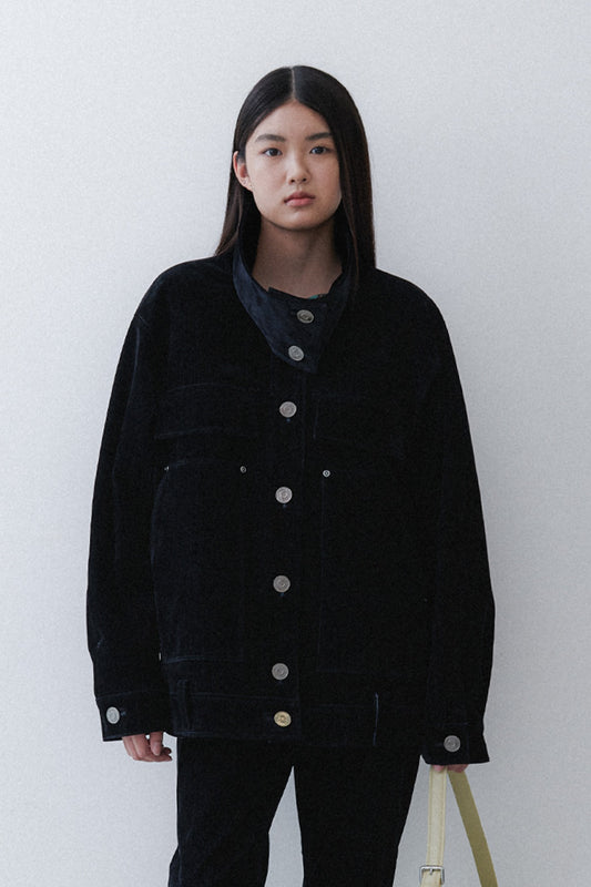 OVERSIZED DENIM JACKET - VELVET DENIM