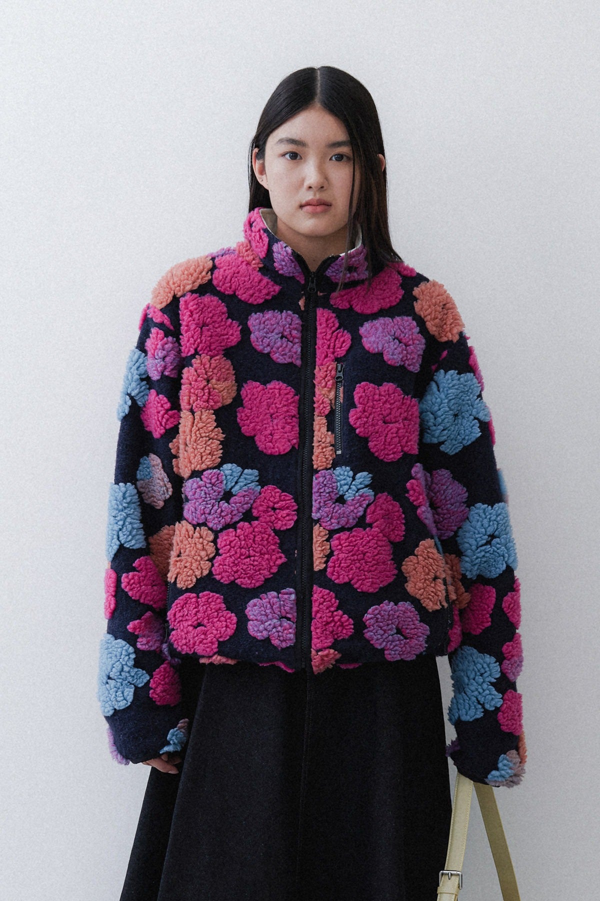 FLOWER FLEECE - NAVY