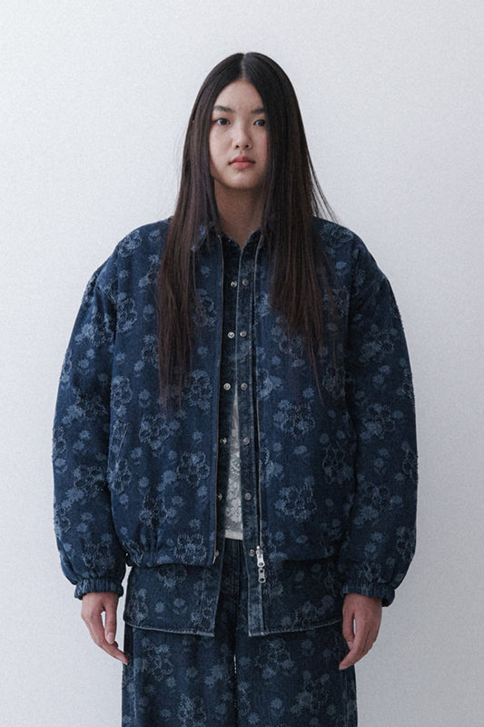 FLOWER REVERSIBLE PUFFER - TIN BLUE FLOWER DENIM
