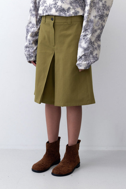 CENTER PLEATED PT - OLIVE