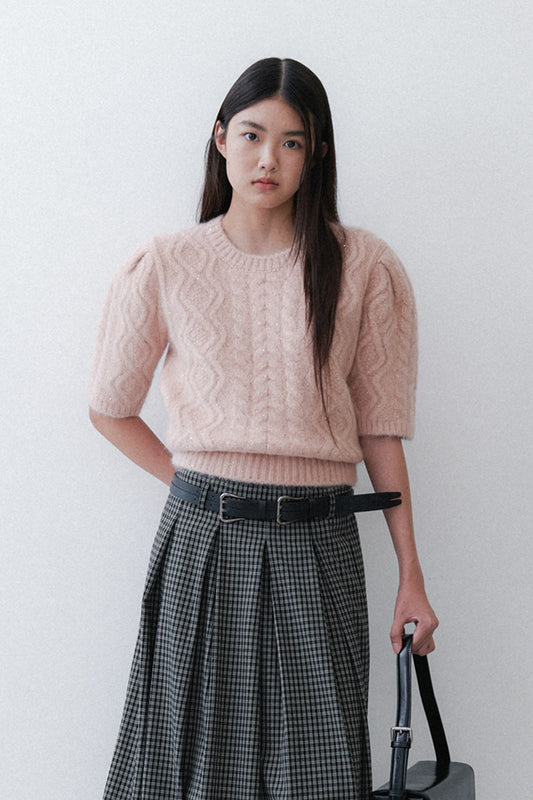 SPANGLE HALF KNIT - APRICOT PINK