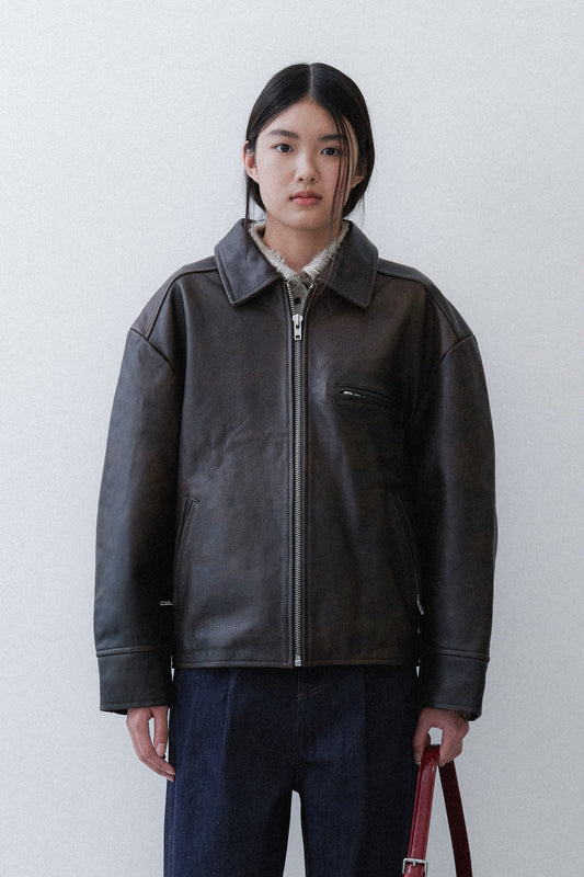 LEATHER JACKET - BROWN
