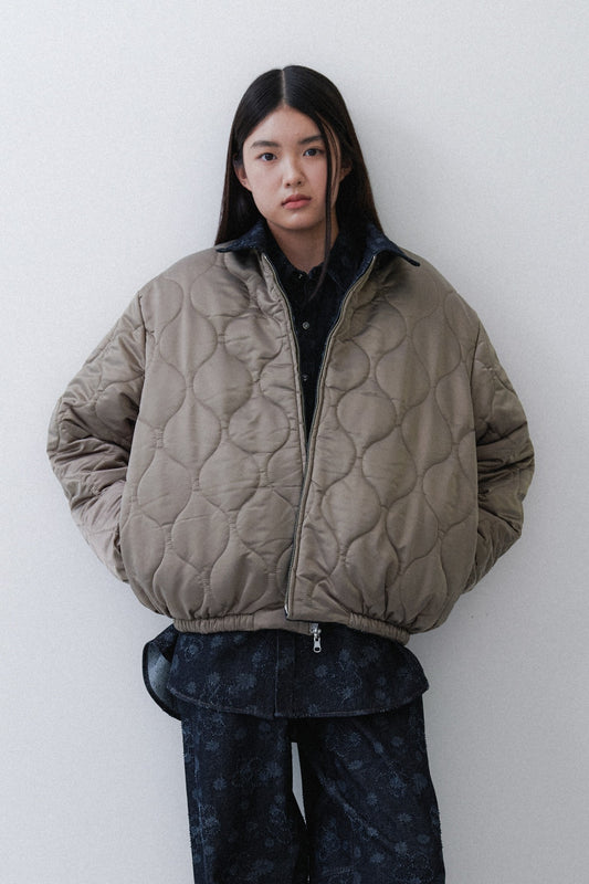 FLOWER REVERSIBLE PUFFER - NAVY FLOWER DENIM
