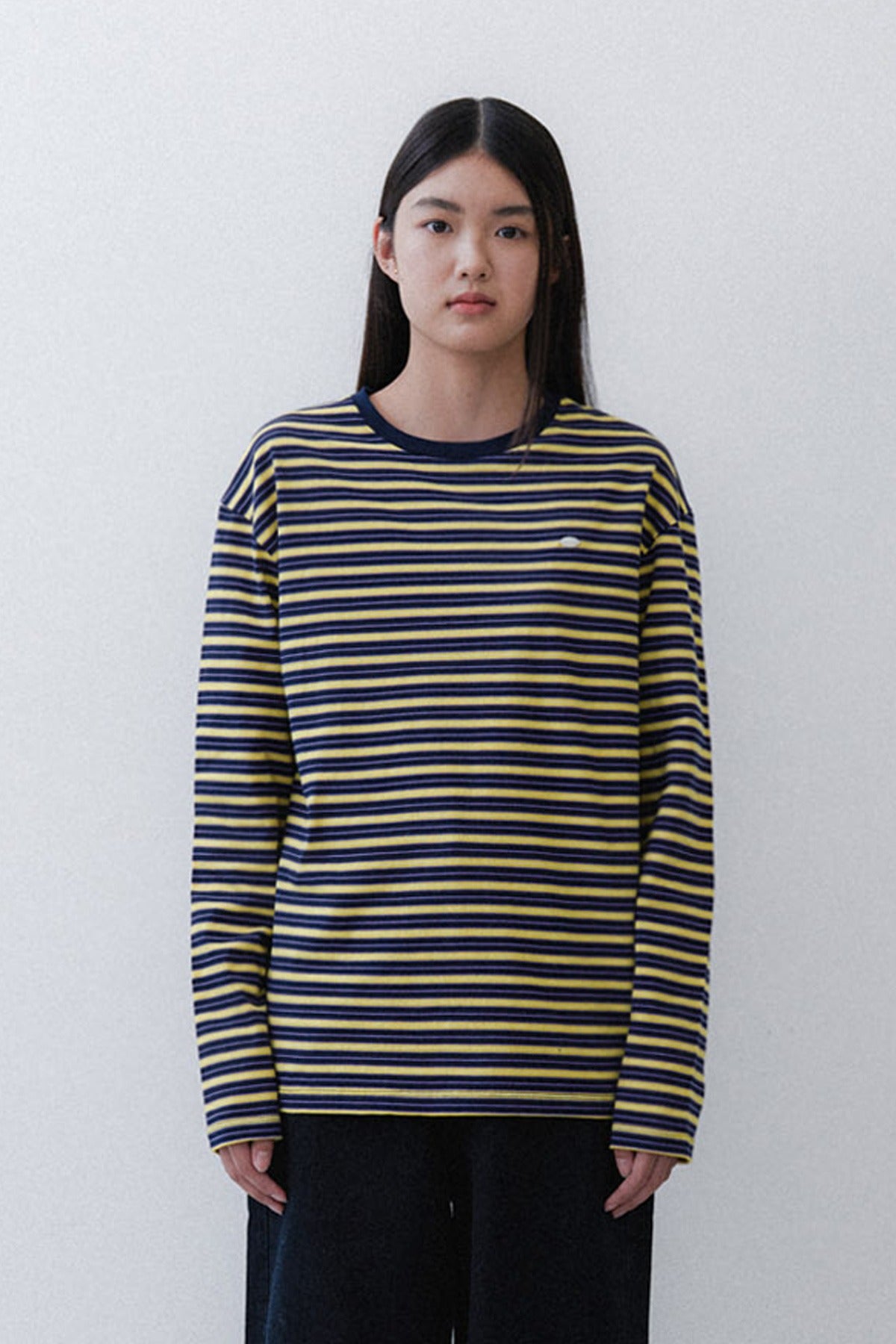 STRIPE SLEEVE T - PURPLE/YELLOW